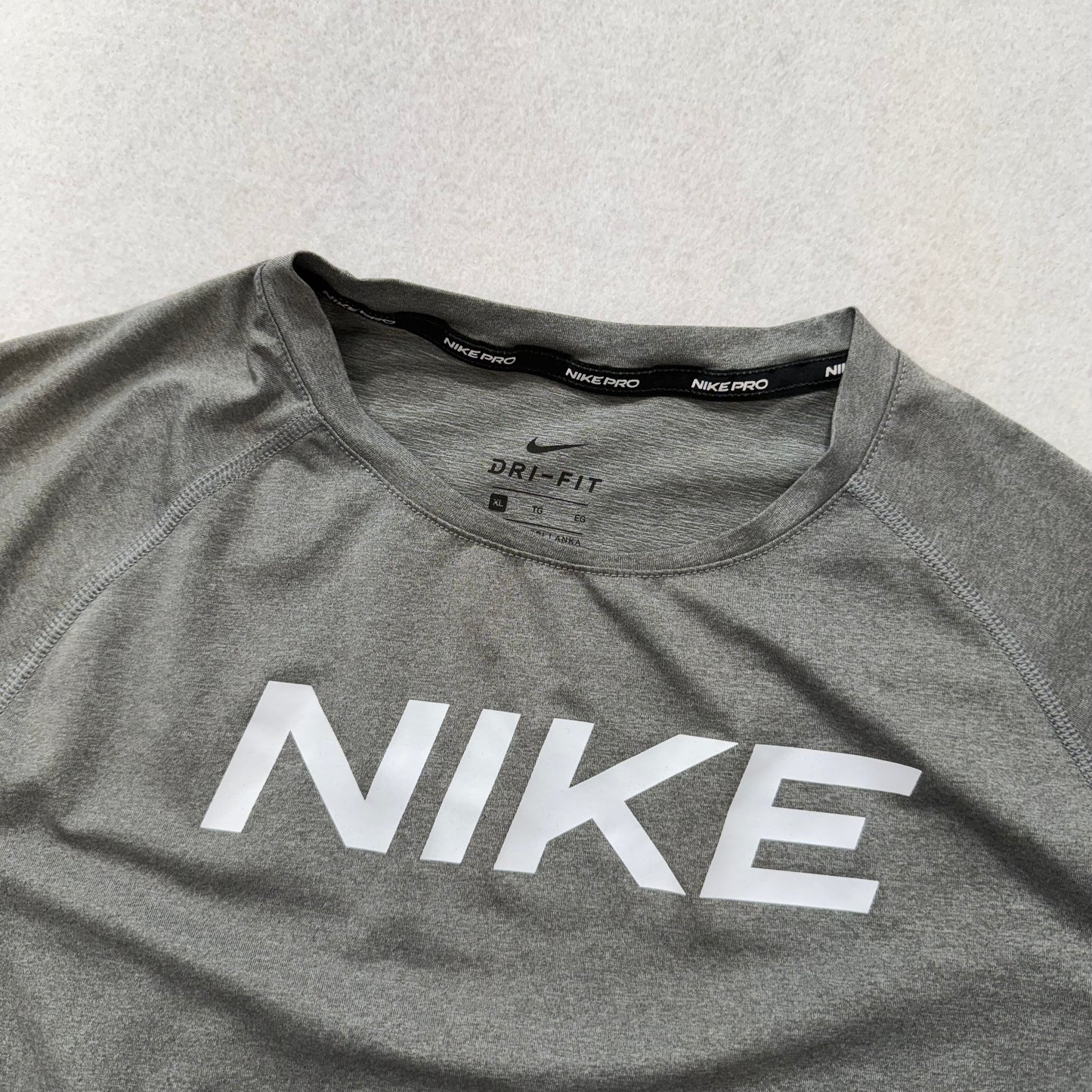 Nike Pro Dri Fit Youth Gray Shirt Long Sleeves Raglan Cut Performance Size XL