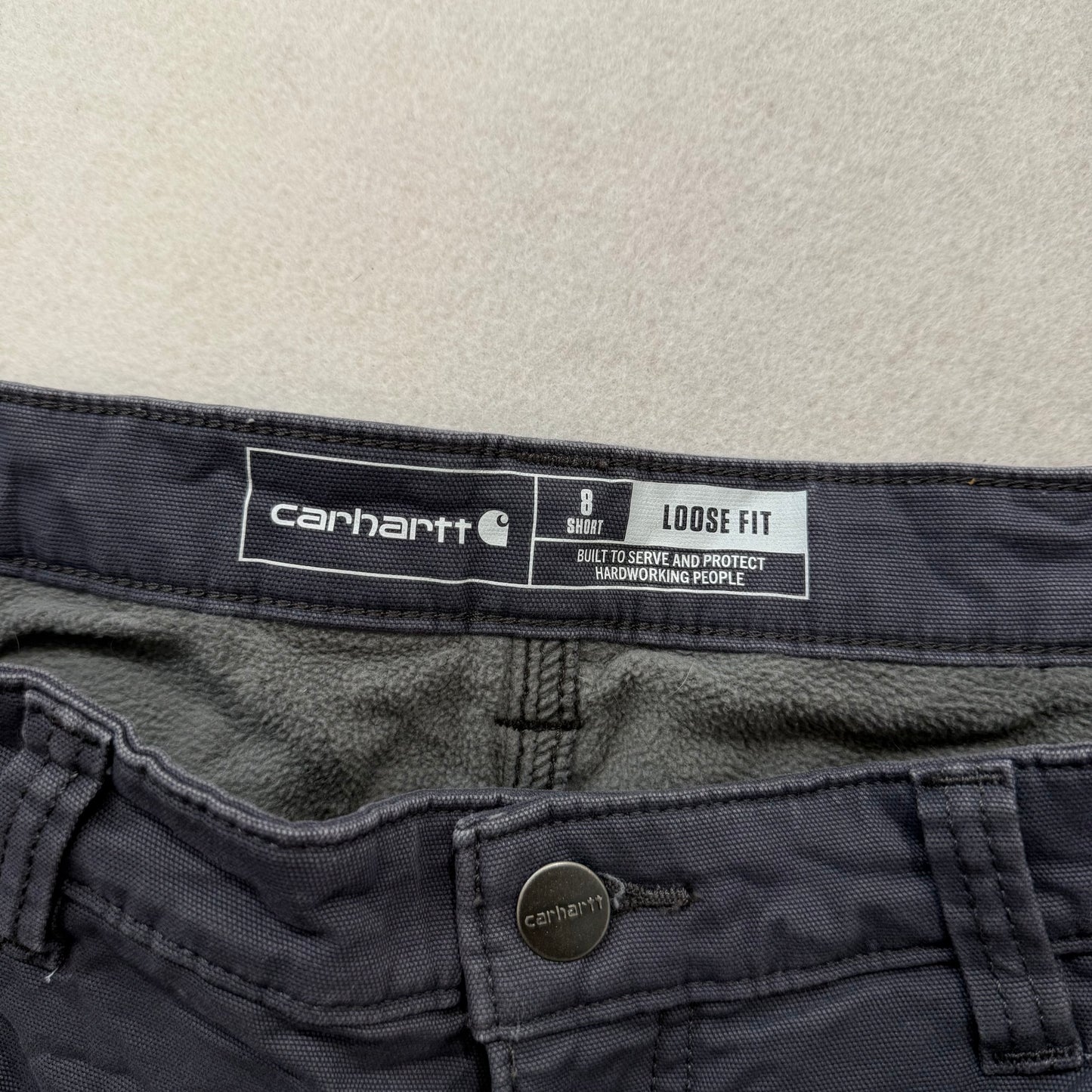 Carhartt Dark Gray Loose Fit Cargo Work Pants Utility Pockets Size 8 Short