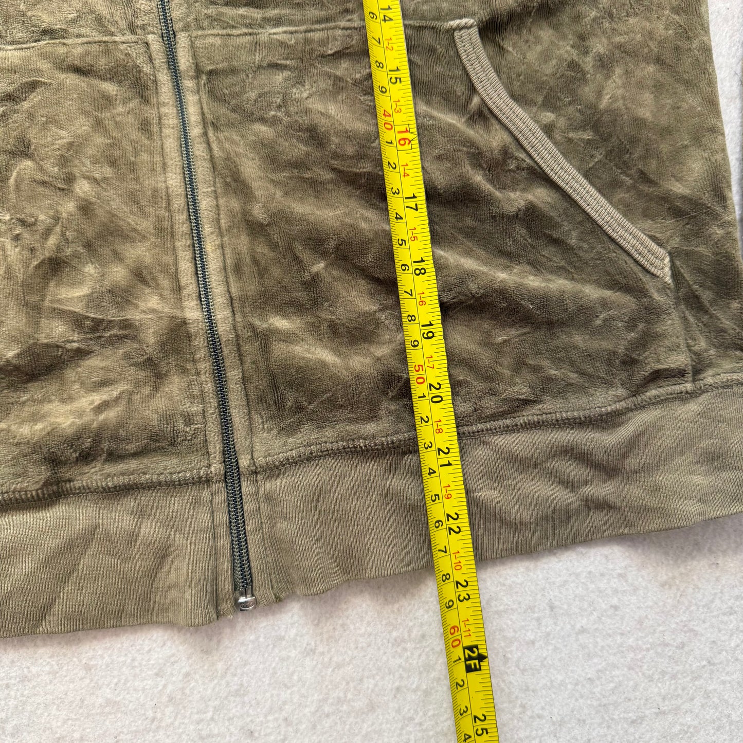 Juicy Couture Women's Olive Velour Zip-Up Hoodie Loungwear Pockets Y2k Size XL