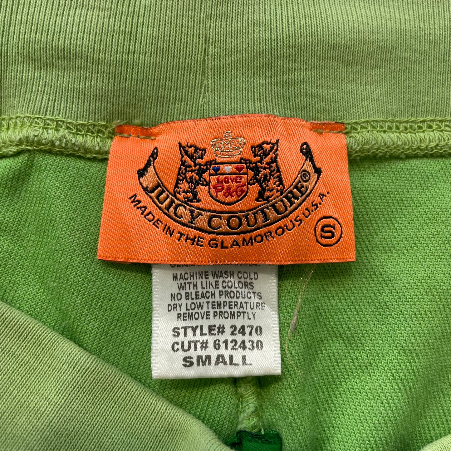 2003 Vintage Juicy Couture Women's Apple Green Terry Cloth Flared Track Pant - S