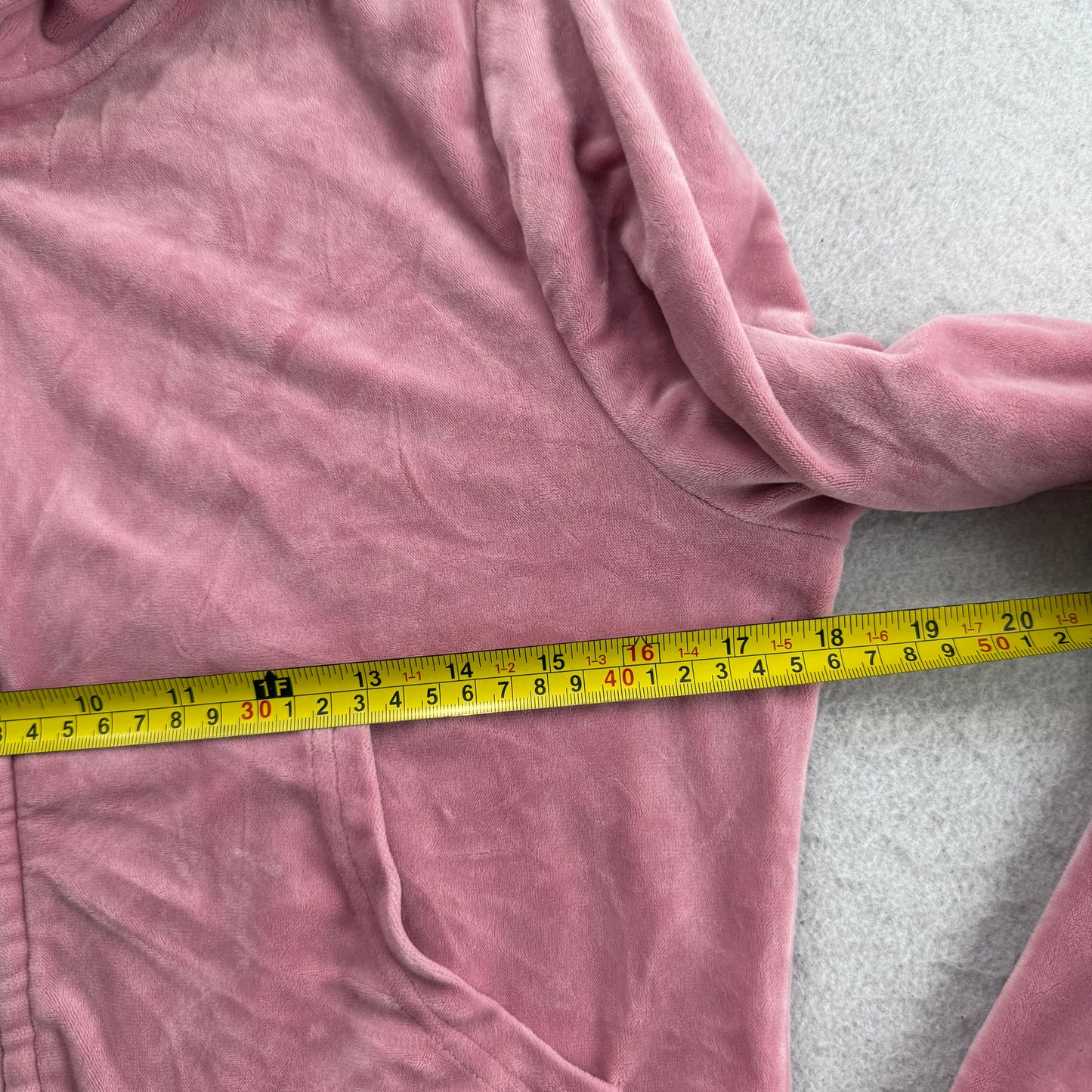Juicy Couture Women's Pink Velour Zip-Up Cropped Hoodie Rhinestone Logo Size M