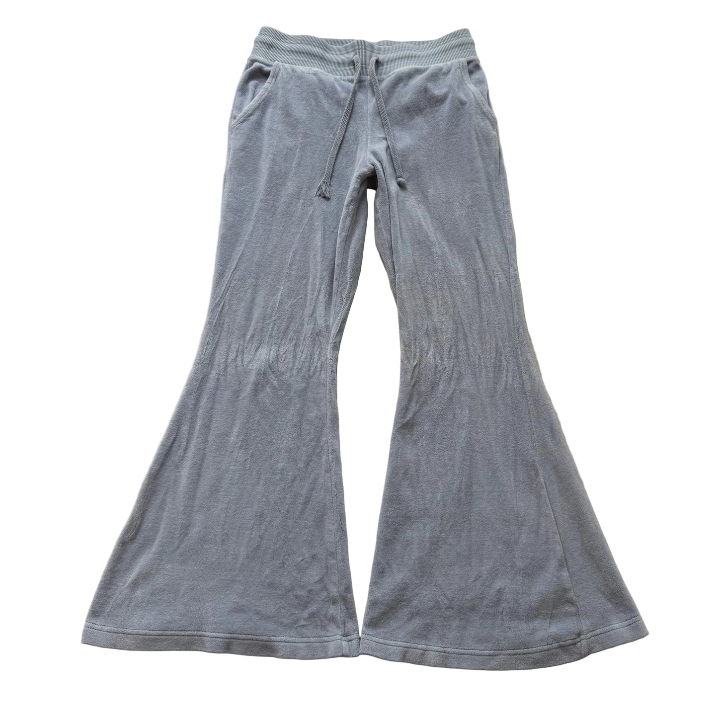 Juicy Couture Women Heather Ice Blue Velour Flared Track Pant Bell Bottom Size M