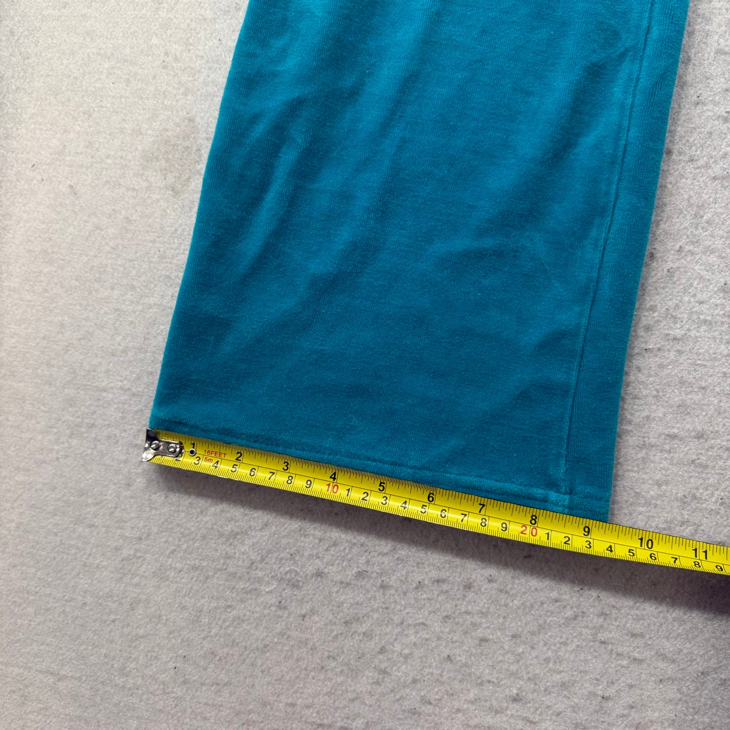 Juicy Couture Women Aqua Blue Velour Flared Track Pant Drawstring Pocket Size XL