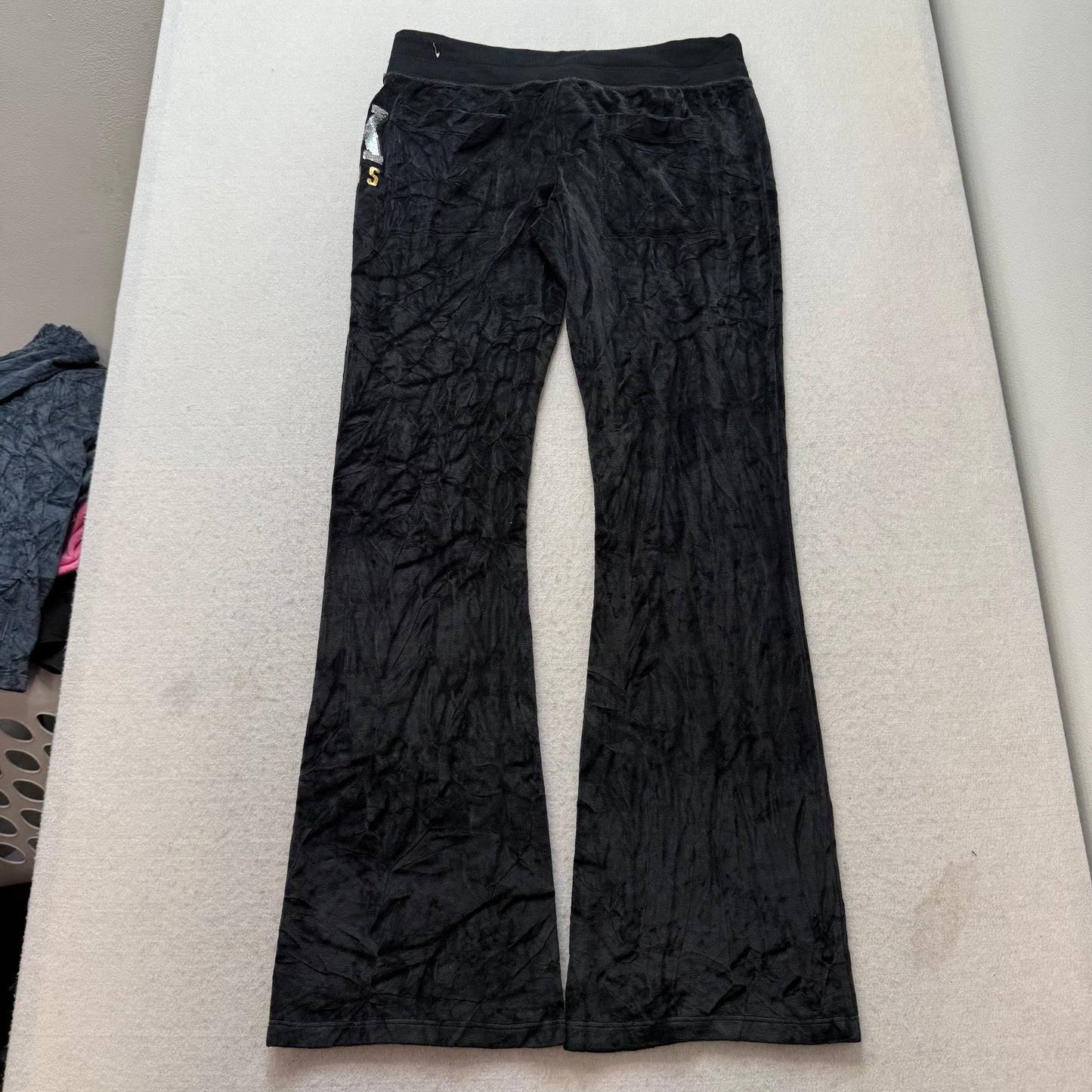 Victoria's Secret PINK Las Vegas Women's Black Velour Flared Track Pants Size M