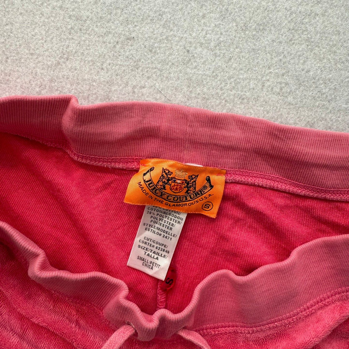 2003 Vintage Juicy Couture Women Hot Pink Terrycloth Wide Leg Track Pants Size S