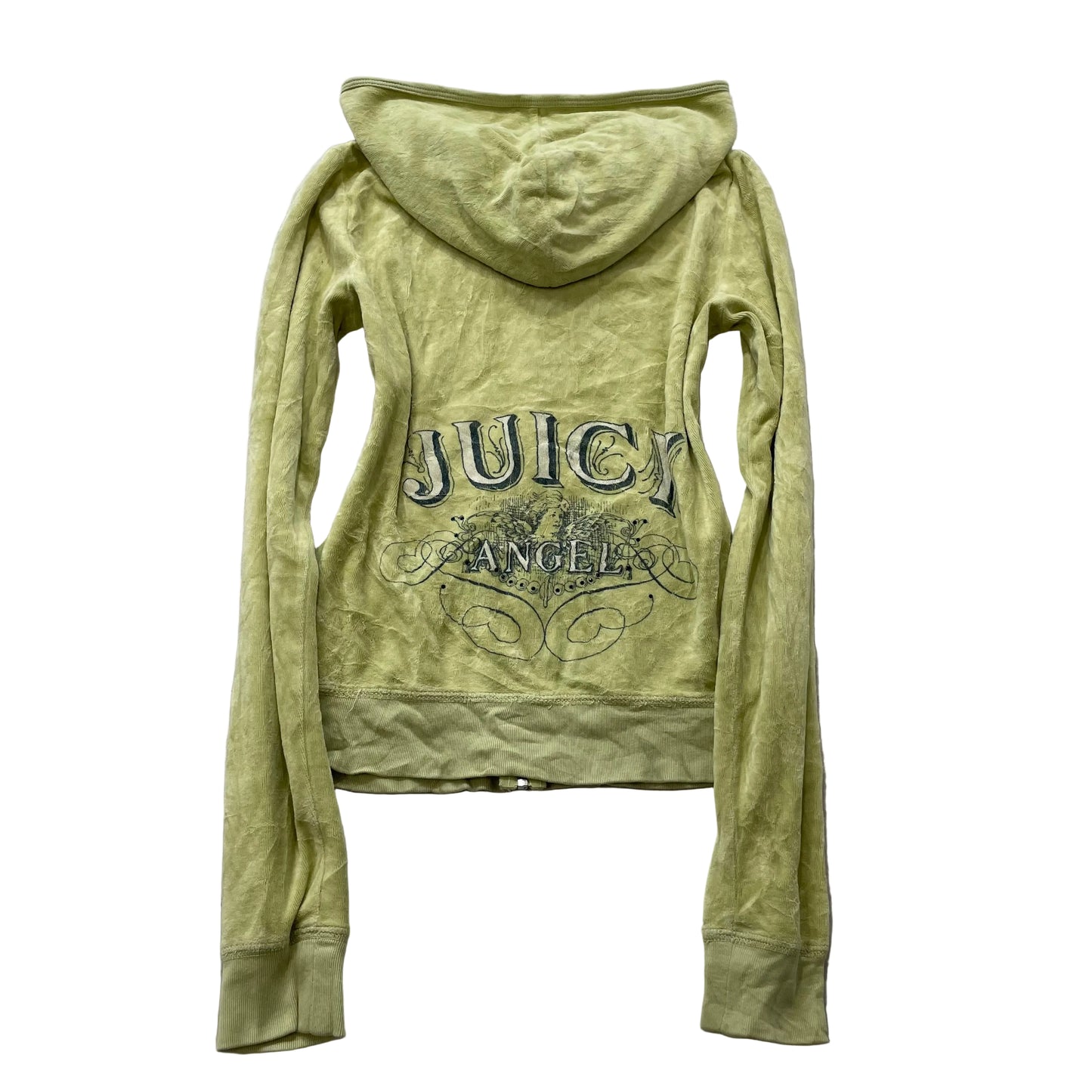 Juicy Couture Angel Women's Yellow Velour Full Zip Hoodie Pockets Y2k Size M