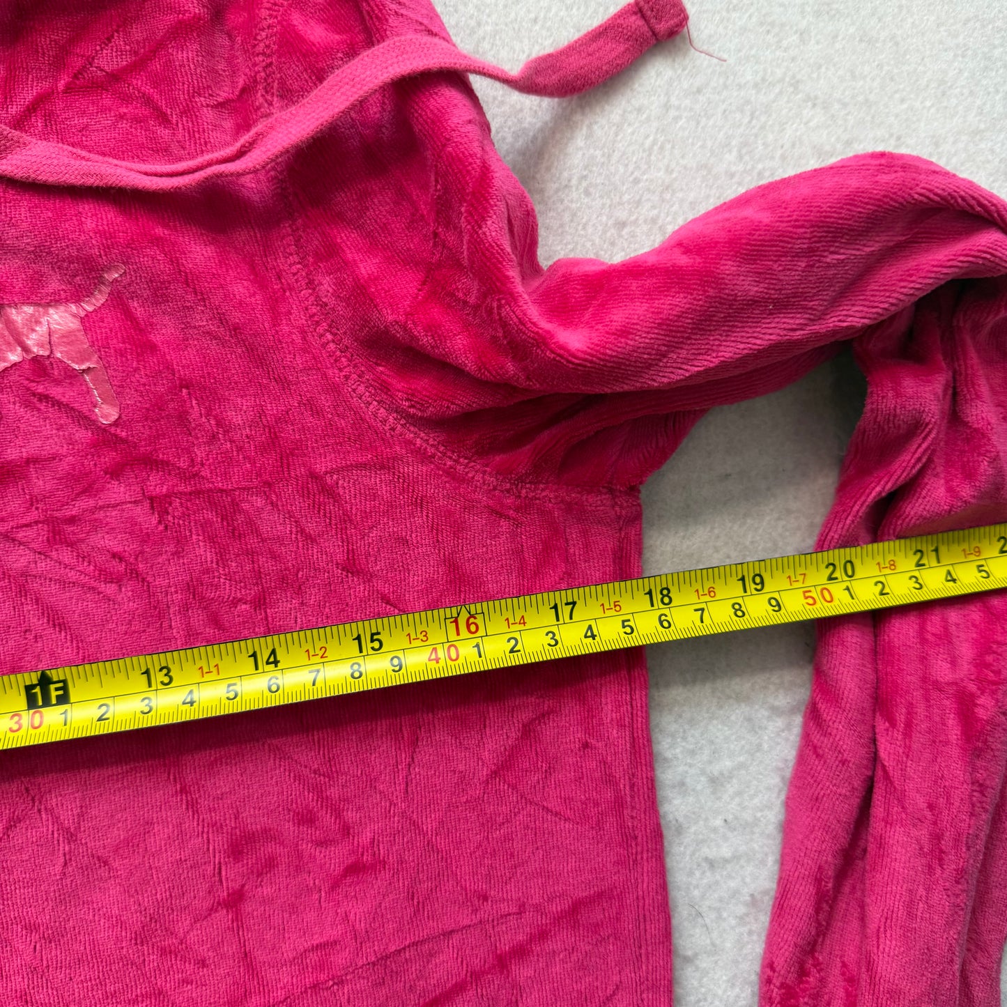 Victoria's Secret PINK Women's Vibrant Pink Velour Zip-Up Hoodie Logo Size M