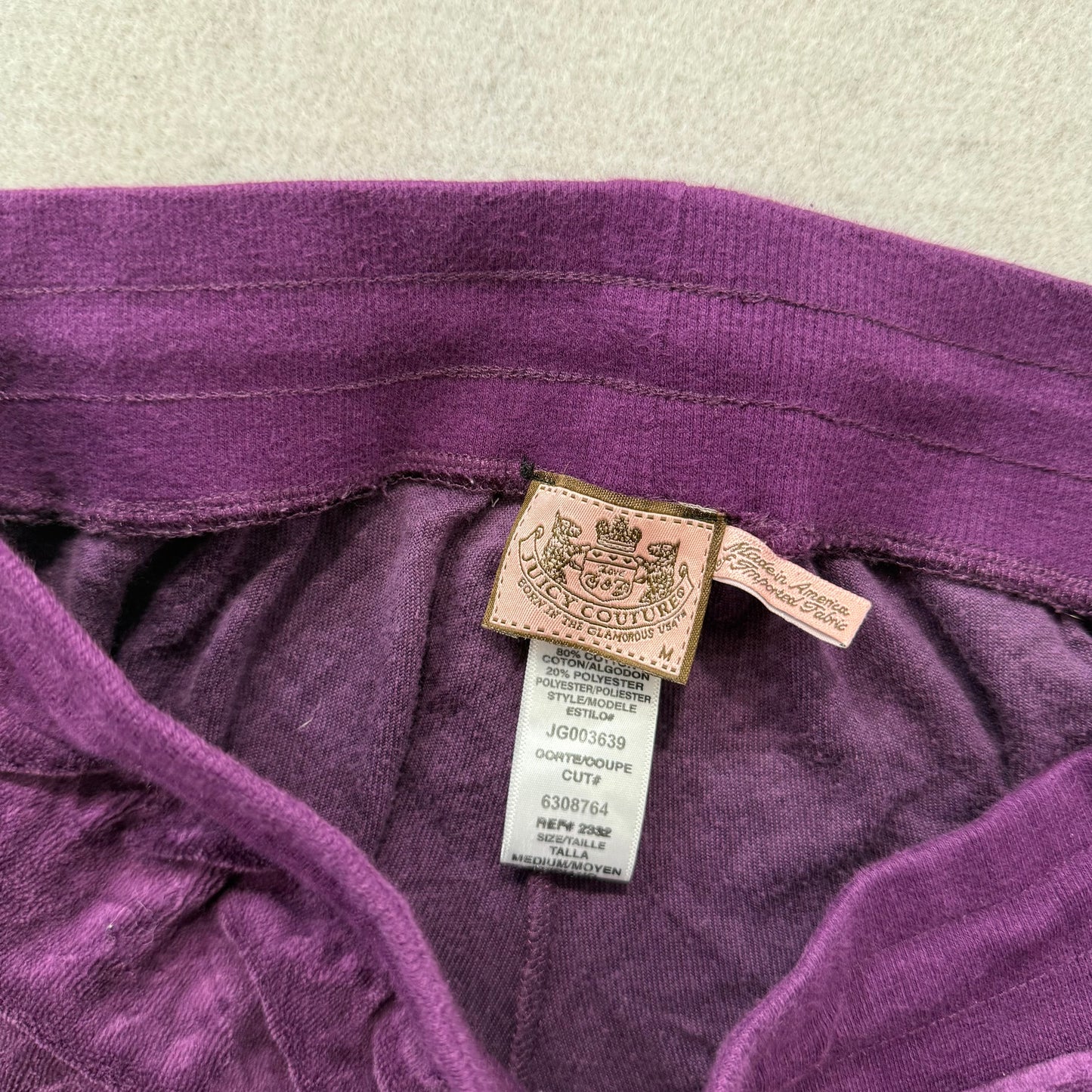 Juicy Couture Women's Fuchsia Purple Velour Wide Leg Flare Track Pants Size M
