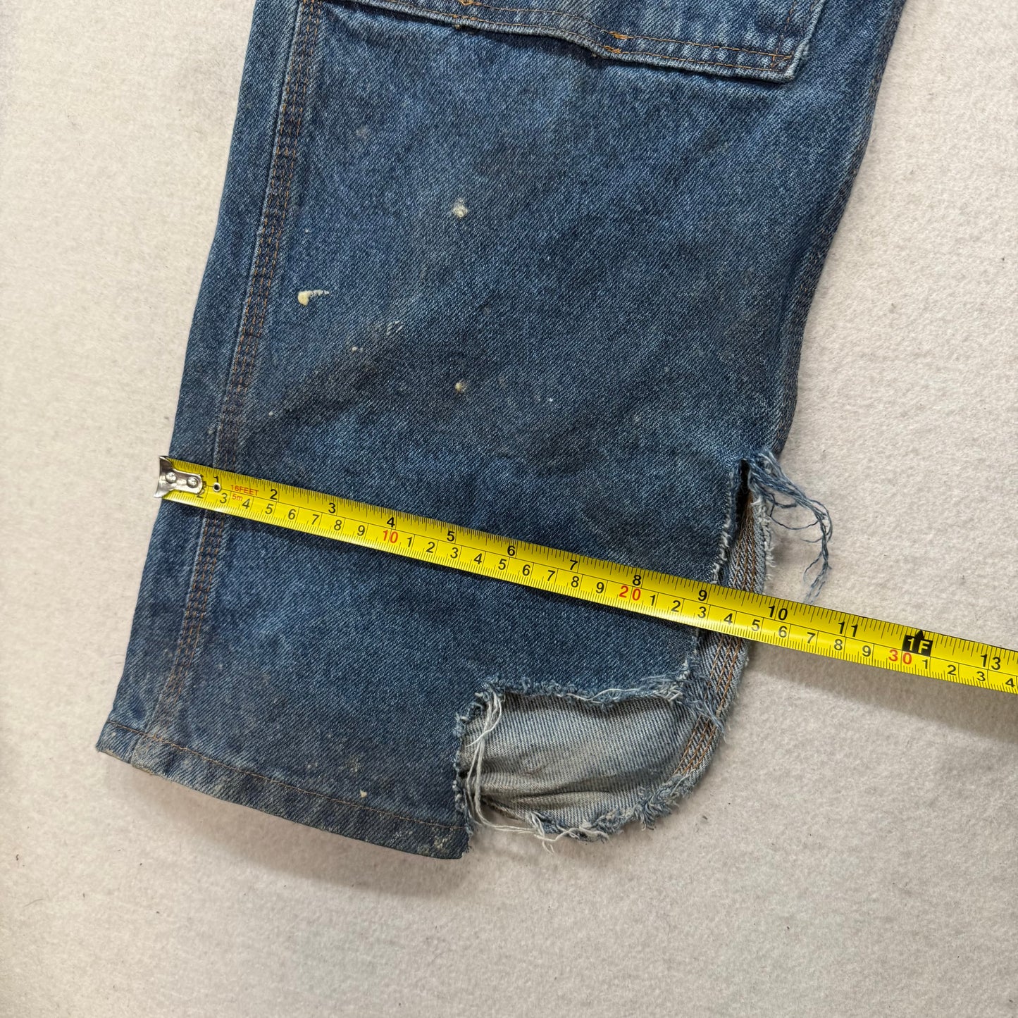 Key Men's Dark Wash Blue Denim Double Knee Carpenter Jeans Hammer Loop Size 38