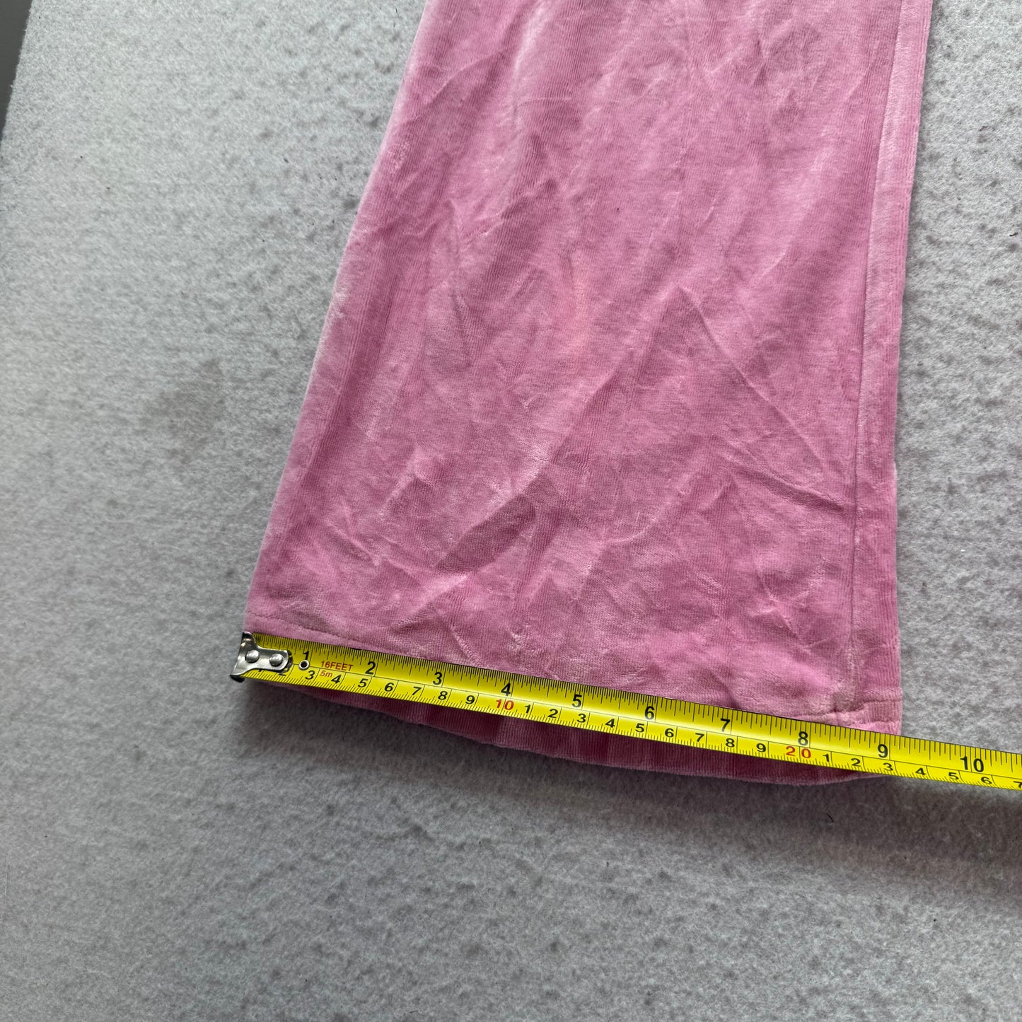 Vintage Juicy Couture Womens Pink Velour Flare Track Pant Pocket Dog Logo Size S