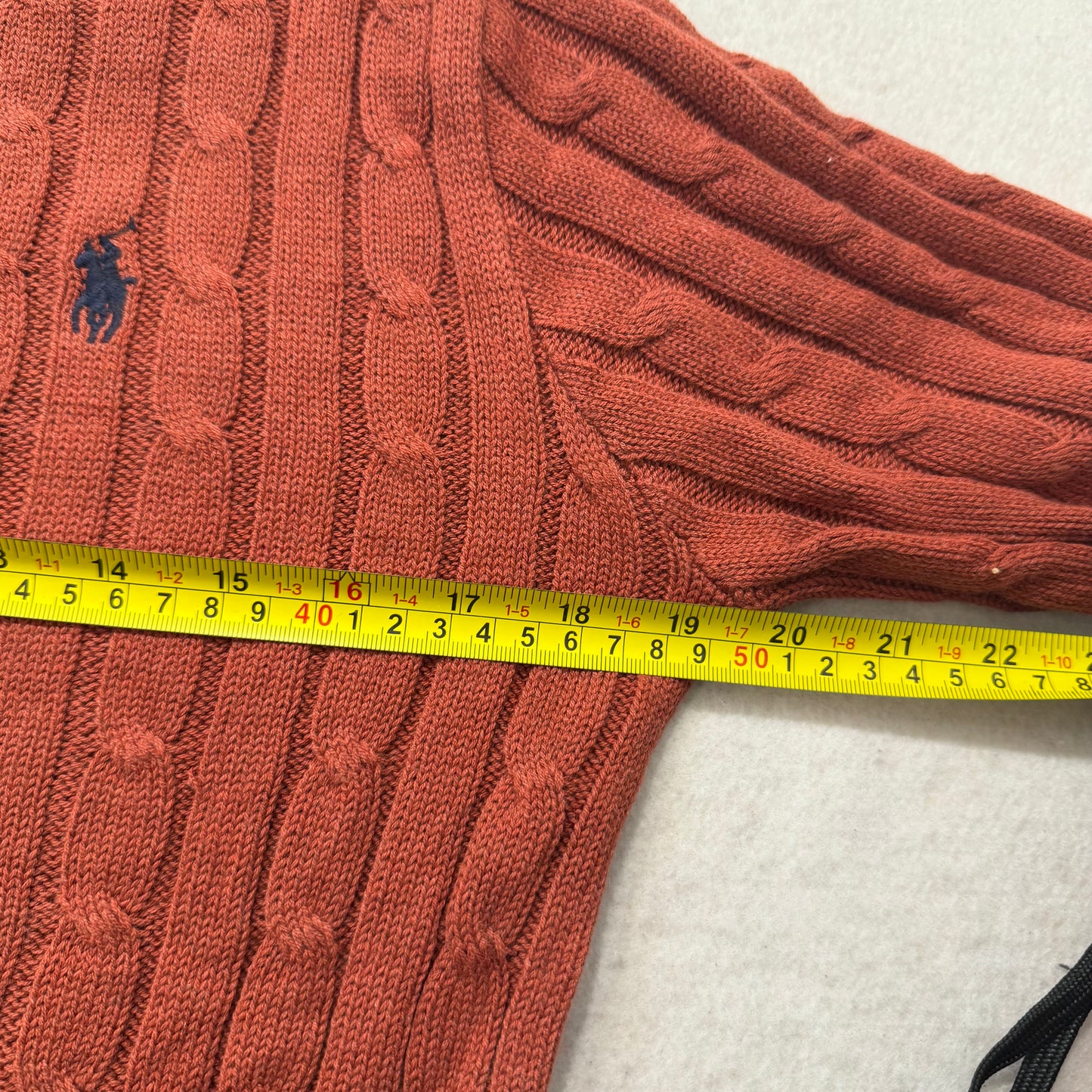 Polo Ralph Lauren Men's Terracotta Cable-Knit Sweater Ribbed Hem Logo Size S NWT
