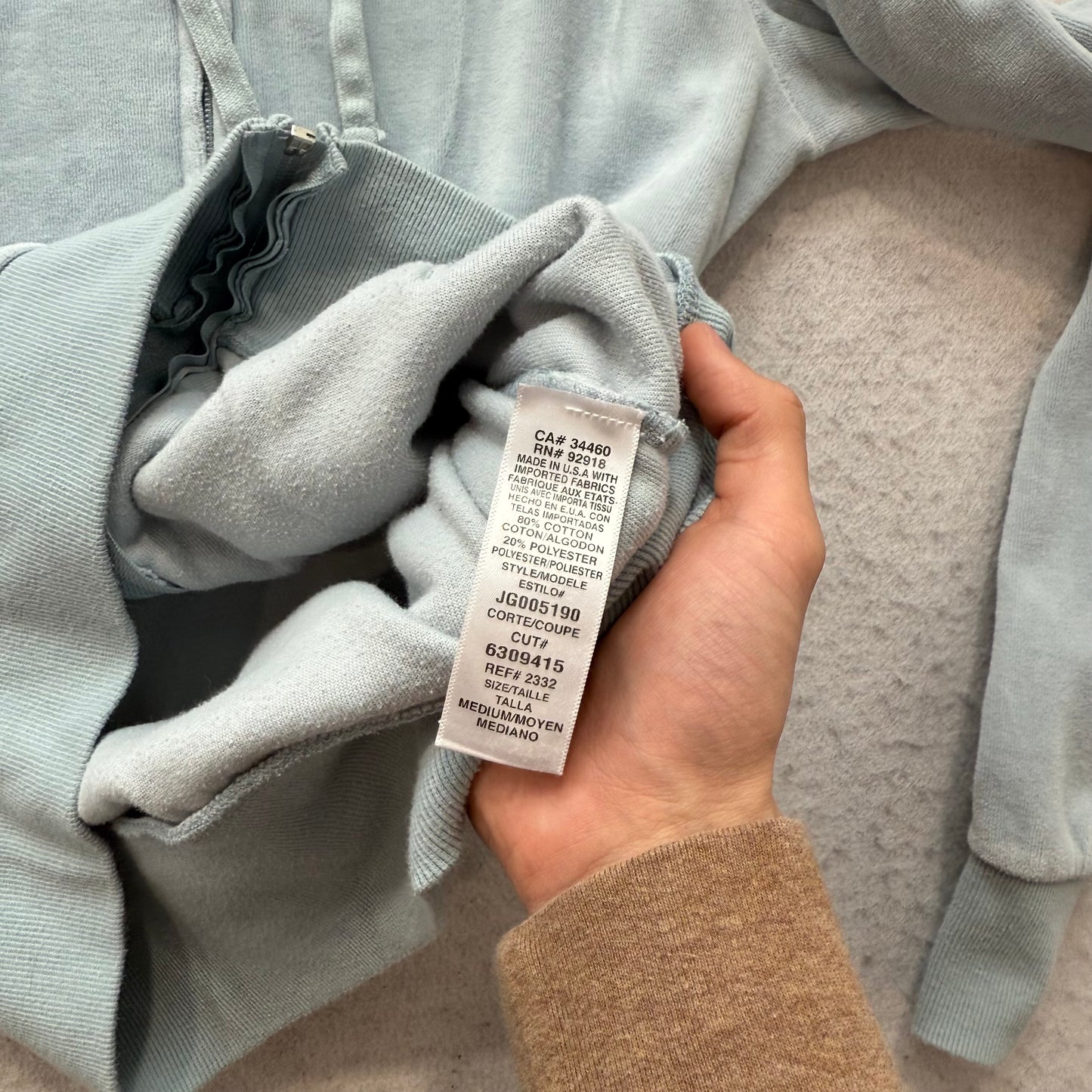 Juicy Couture Women's Light Grey Velour Zip-Up Hoodie Drawstring Pockets Size M