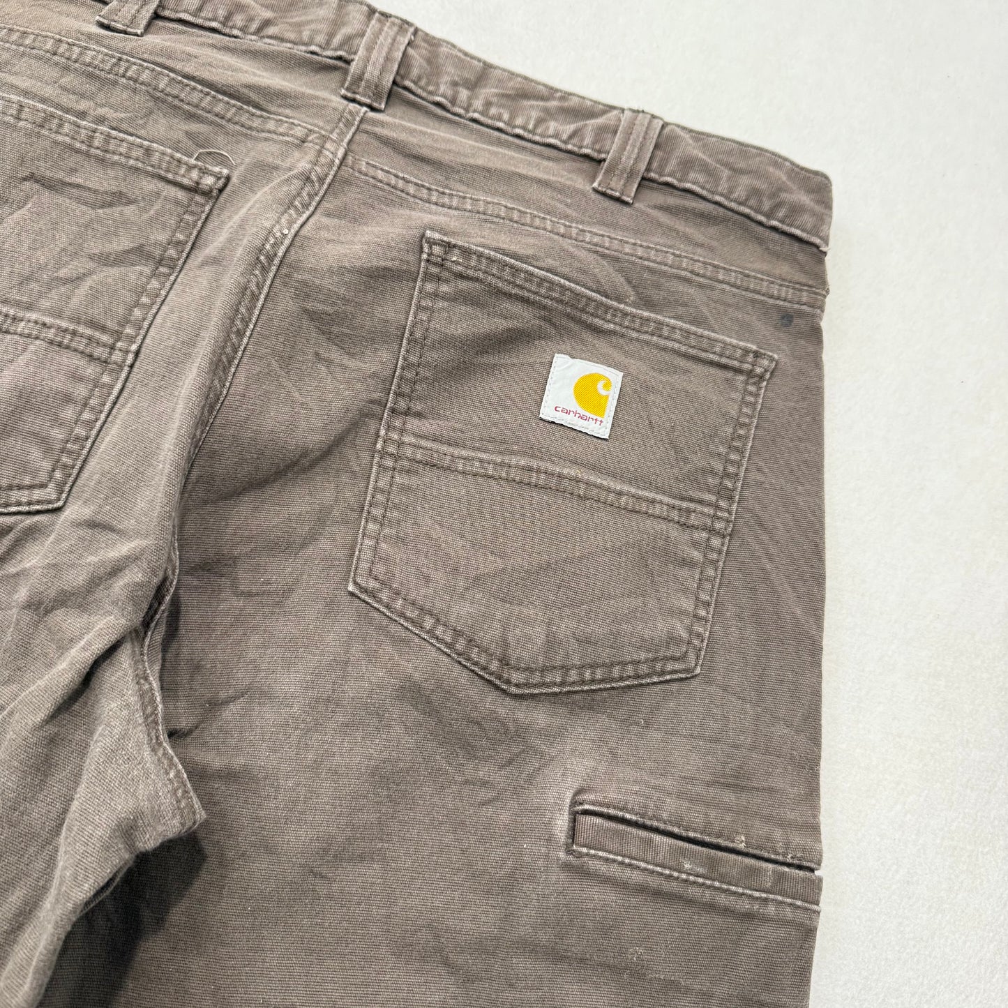 Carhartt Men's Duck Brown Cotton Relaxed Fit Carpenter Pants Workwear Waist 36