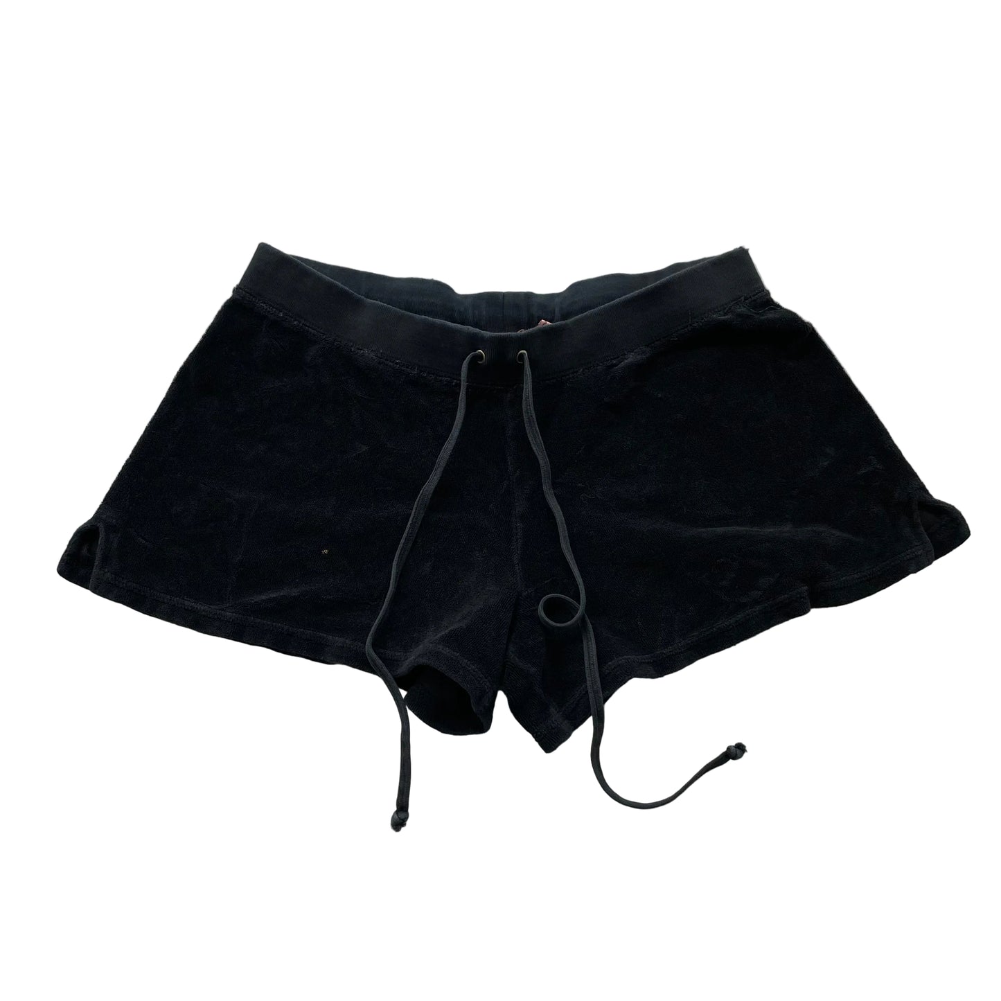 Vintage Juicy Couture Women's Black Terry Cloth Lounge Shorts Drawstring Size S