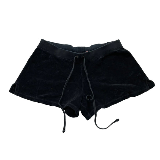Vintage Juicy Couture Women's Black Terry Cloth Lounge Shorts Drawstring Size S