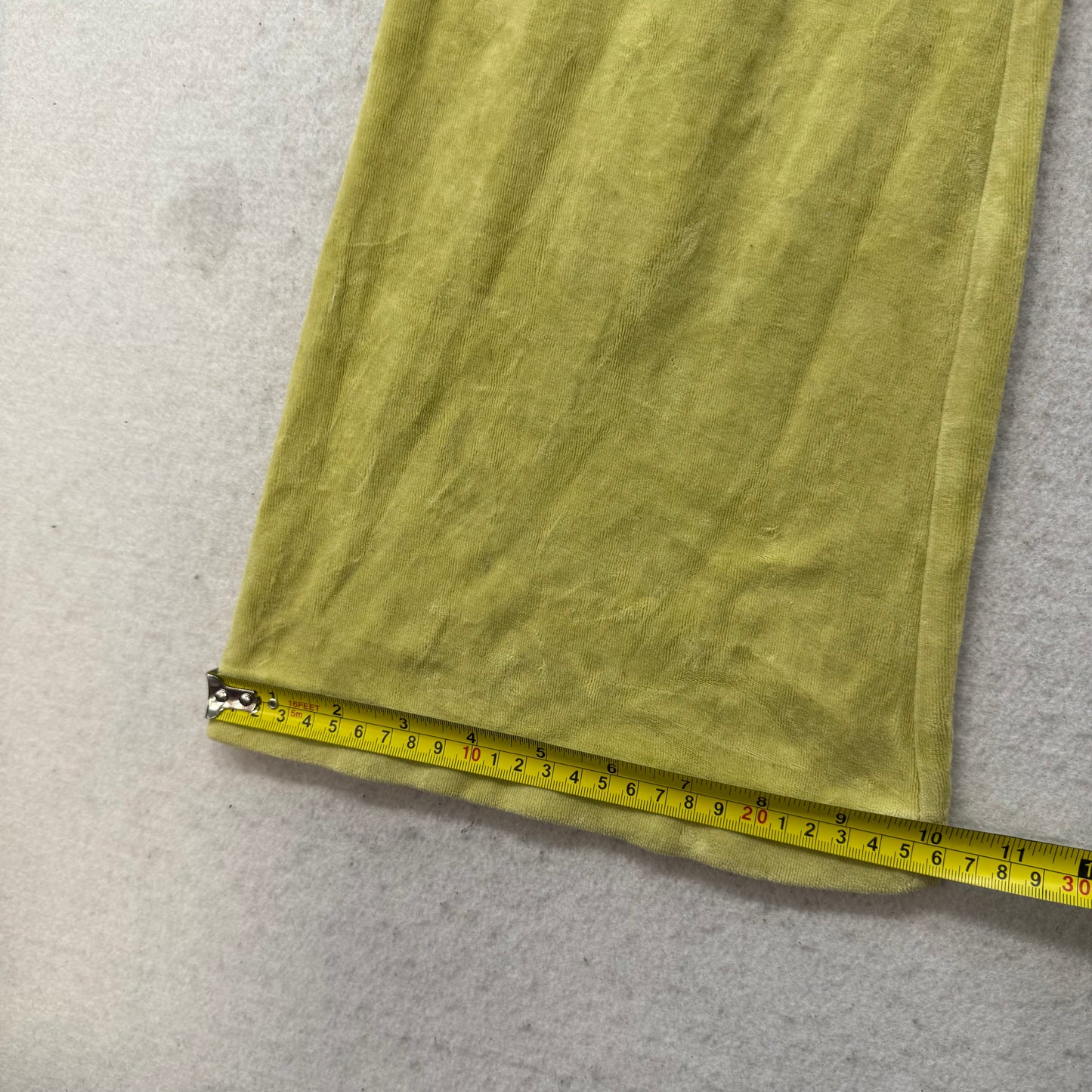 Vintage Juicy Couture Women's Yellow Velour Flared Track Pants Drawstring Size L