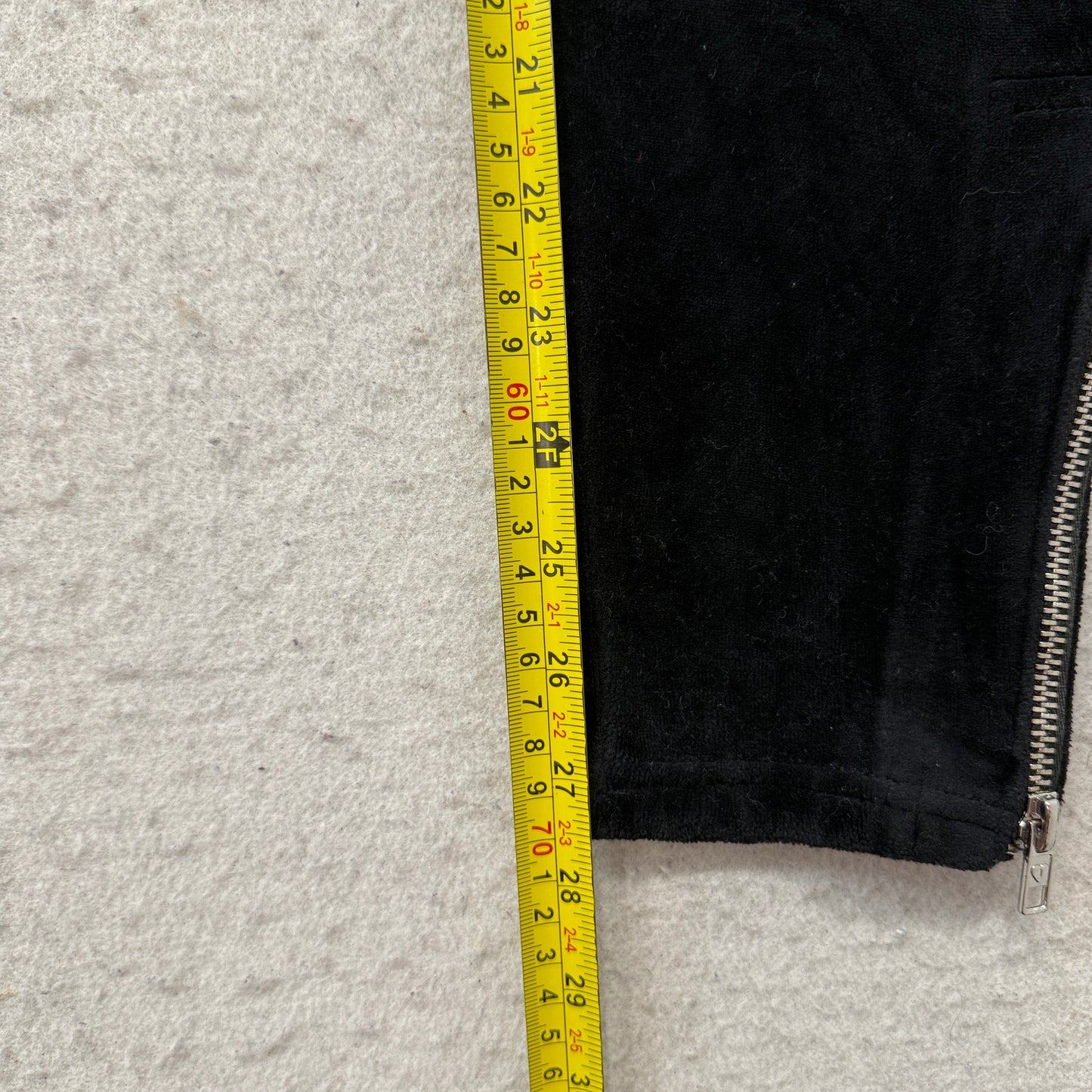 Vintage Juicy Couture Womens Black Velour Track Pant Ankle Zip Elastic Waist - S