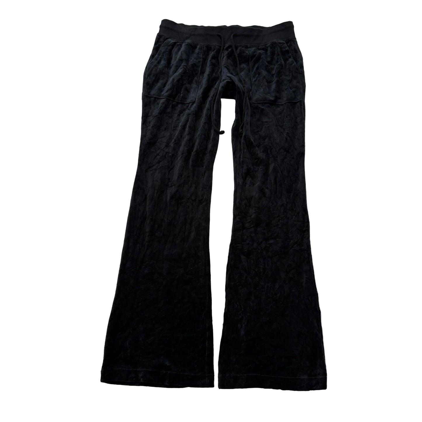 Vintage Juicy Couture Women's Black Velour Flared Track Pant Low Rise Y2k Size L