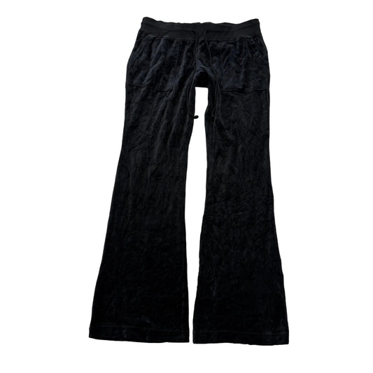Vintage Juicy Couture Women's Black Velour Flared Track Pant Low Rise Y2k Size L