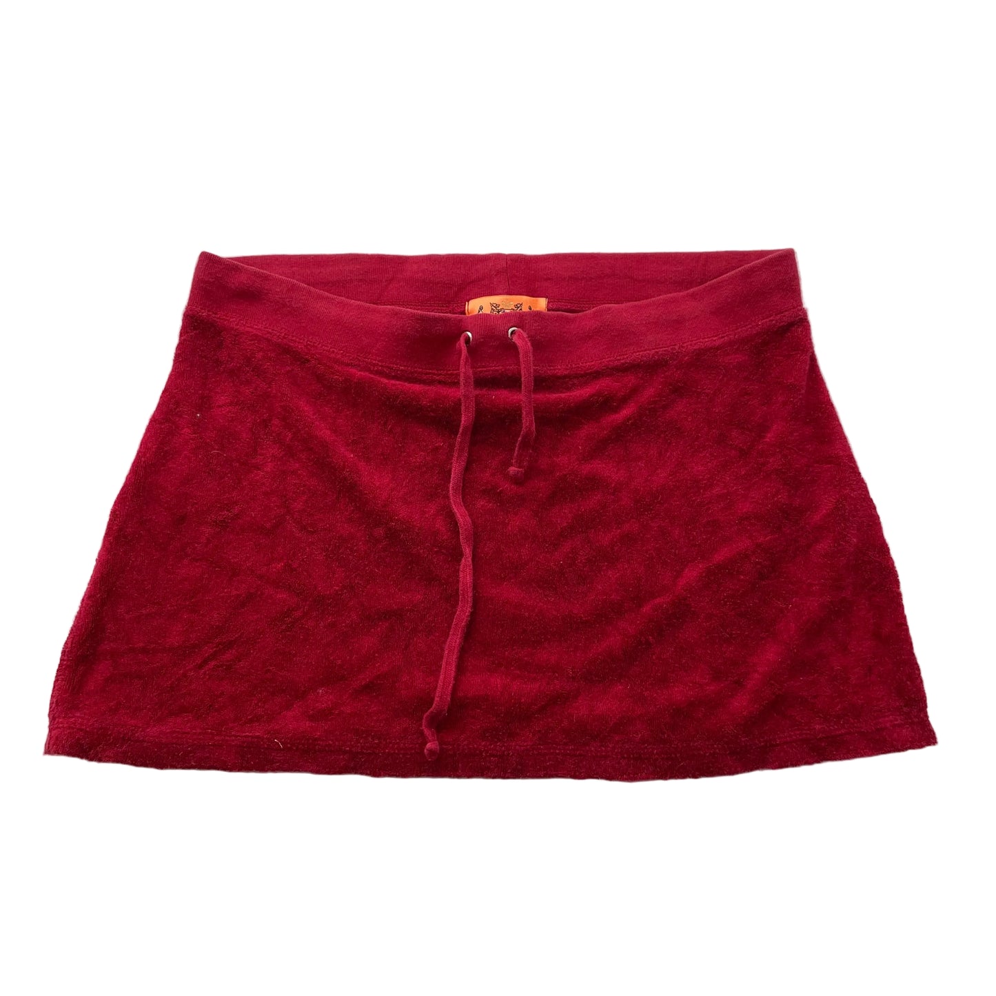 2003 Vintage Juicy Couture Women's Red Terry Cloth Mini Skirt Drawstring Size S
