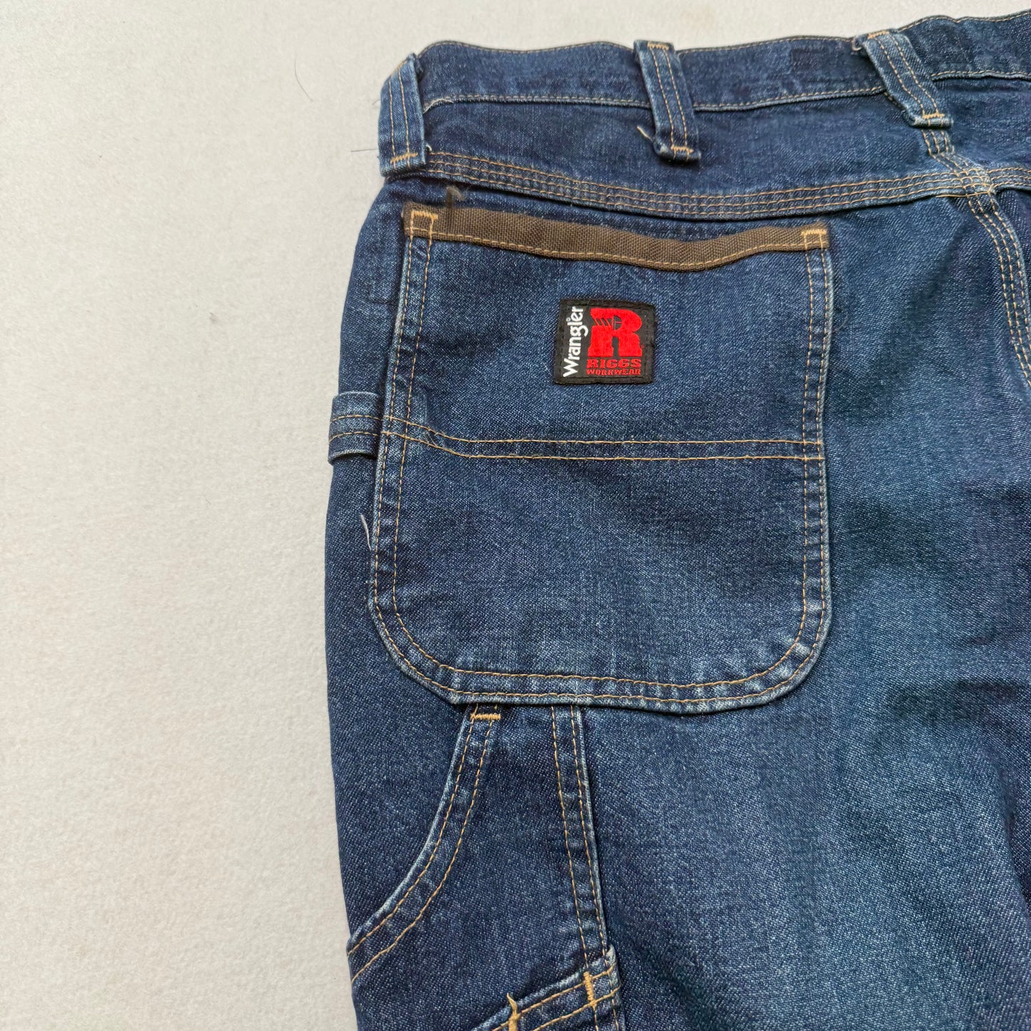 Wrangler Men's Blue Riggs Workwear Carpenter Denim Jeans Utility Pockets Size 36x32