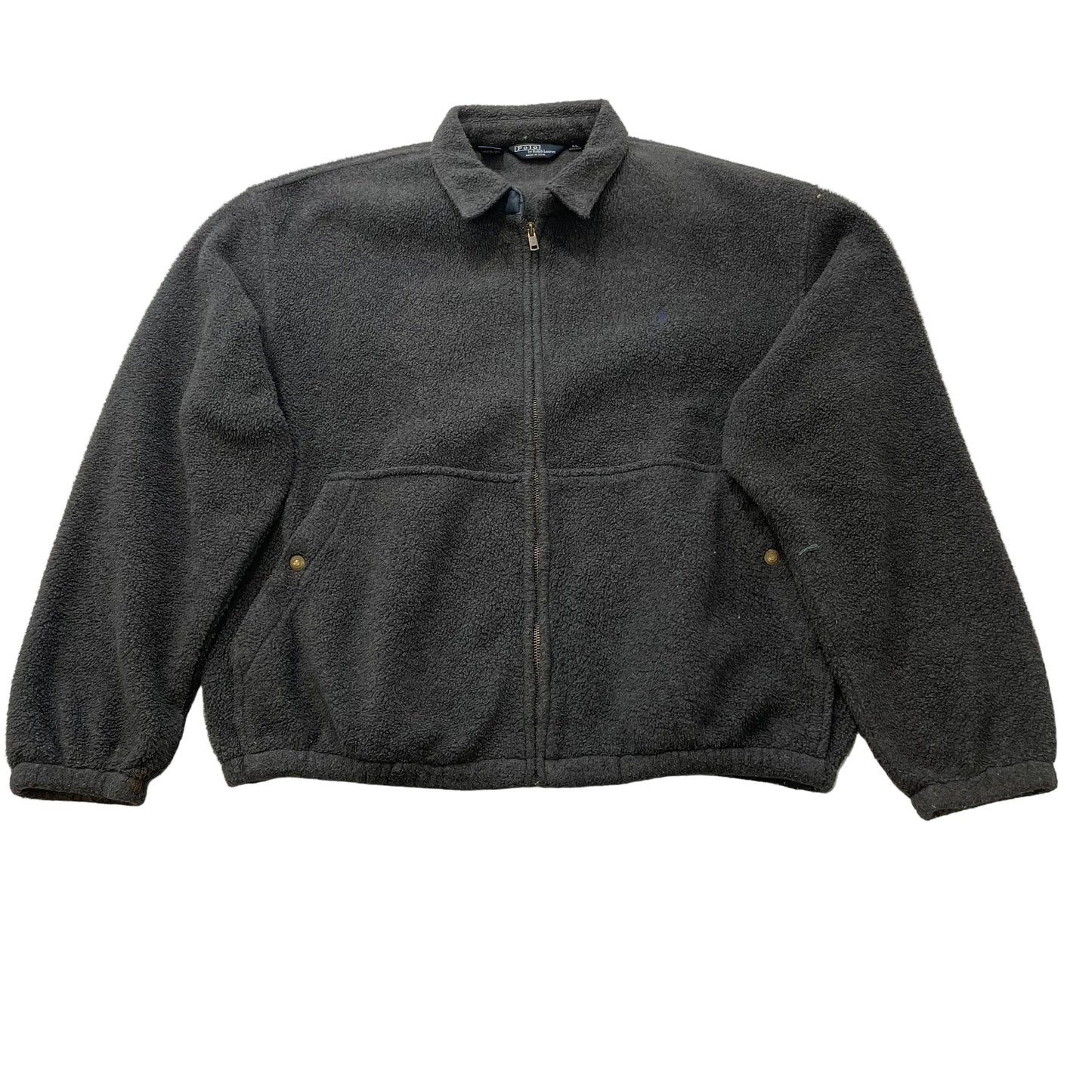 Vintage Polo Ralph Lauren Mens Gray Zip-Up Fleece Bomber Jacket Made In USA - XL