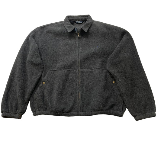 Vintage Polo Ralph Lauren Mens Gray Zip-Up Fleece Bomber Jacket Made In USA - XL