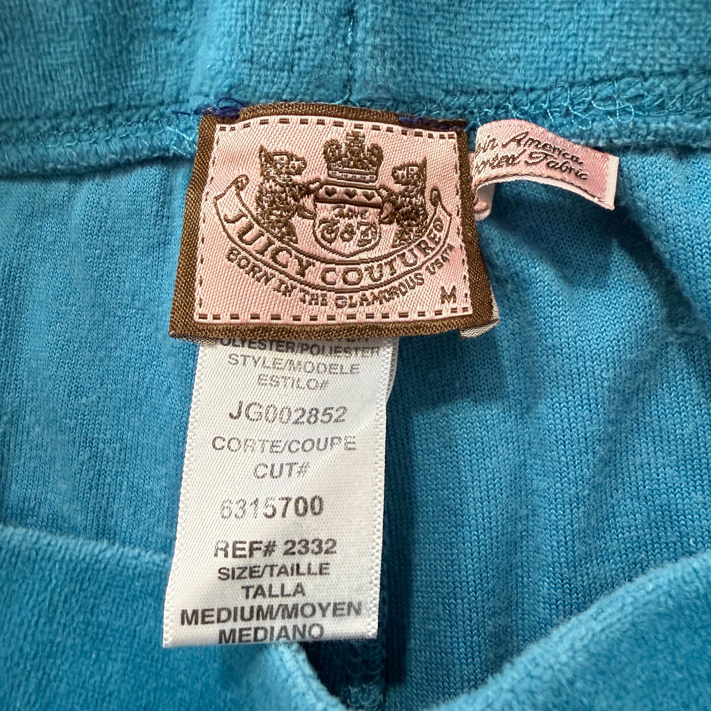 Juicy Couture Women's Teal Blue Velour Tracksuit Set Hoodie & Flared Pant Size M