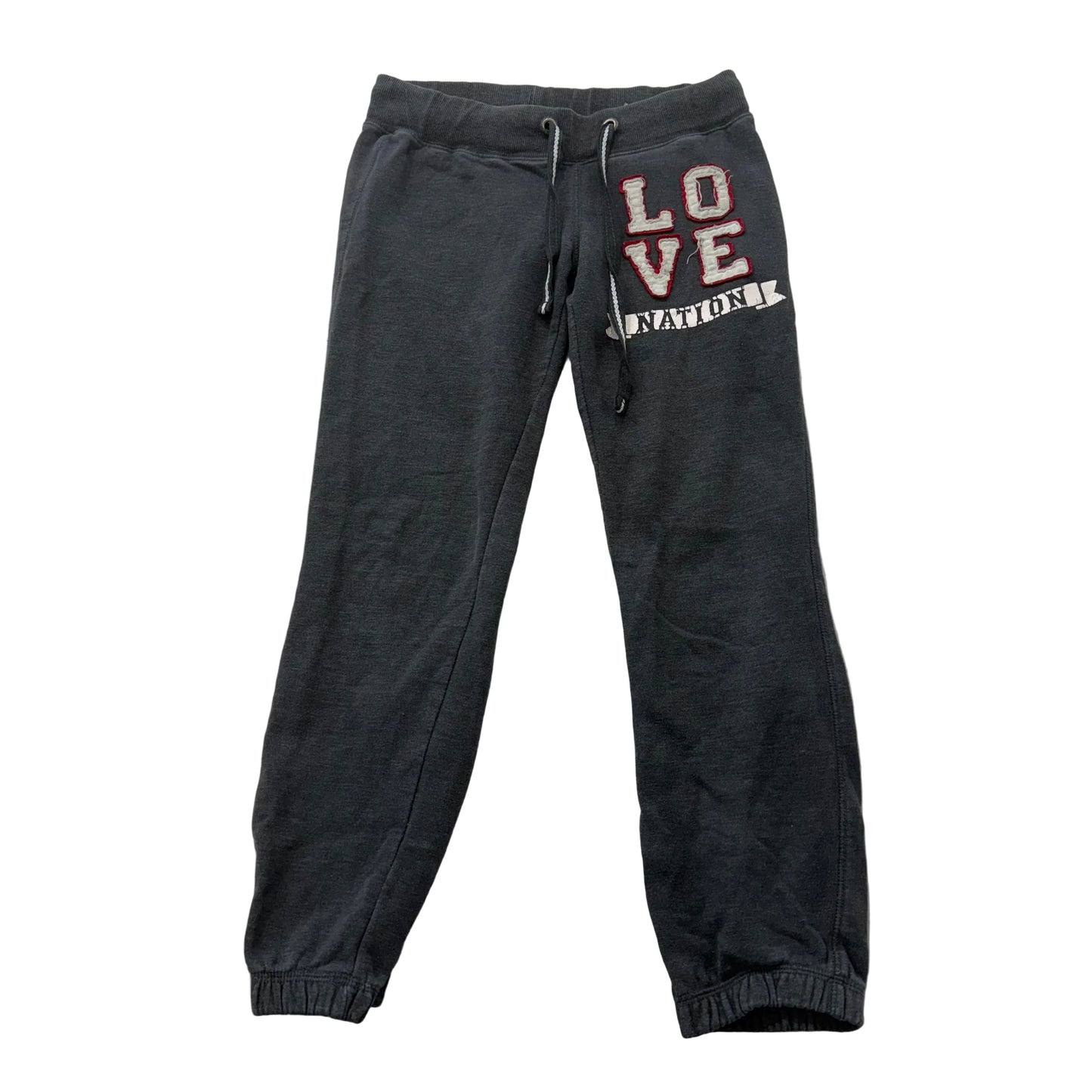 Love Nation Women Charcoal Gray Joggers Sweatpant Loungewear Pockets Logo Size S