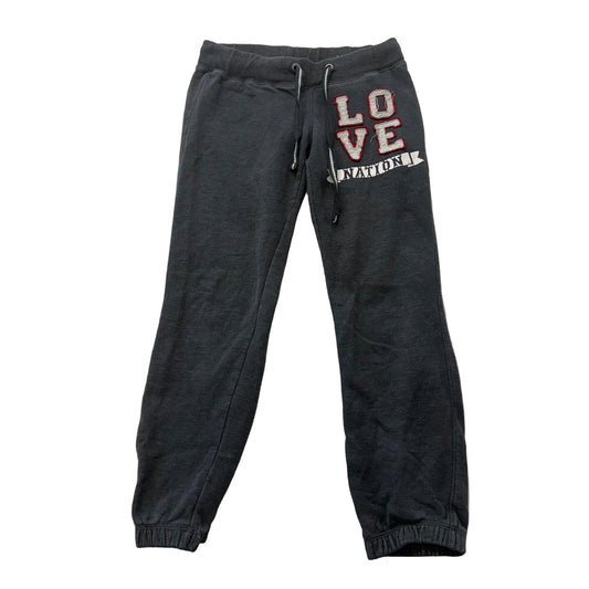Love Nation Women Charcoal Gray Joggers Sweatpant Loungewear Pockets Logo Size S