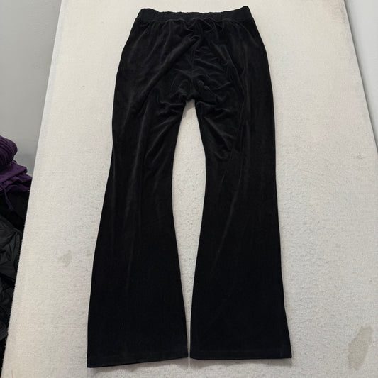 Juicy Couture Women's Black Velour Flared Track Pant Loungewear Pockets Size M