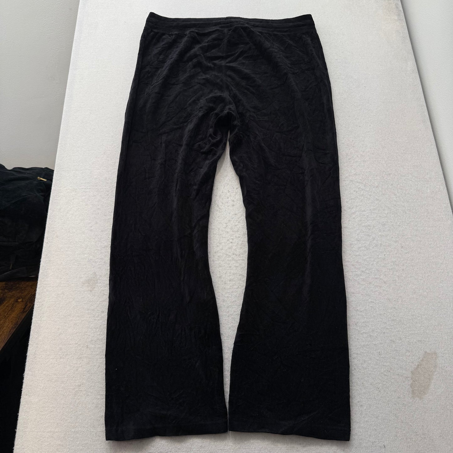 Juicy Couture Womens Black Velour Tracksuit Set Zip-Up Hoodie & Pant Y2k Size XL