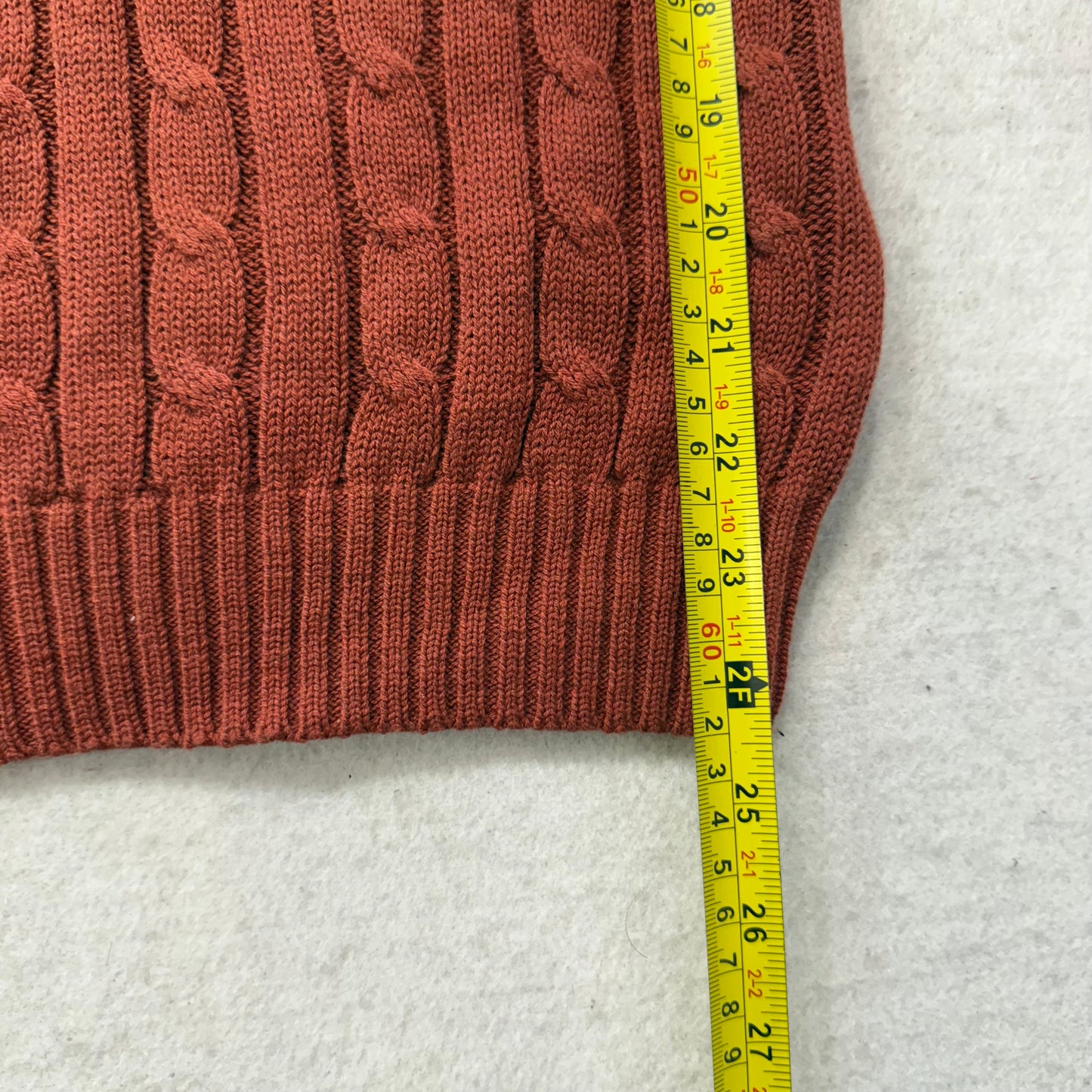 Polo Ralph Lauren Men's Terracotta Cable-Knit Sweater Ribbed Hem Logo Size S NWT