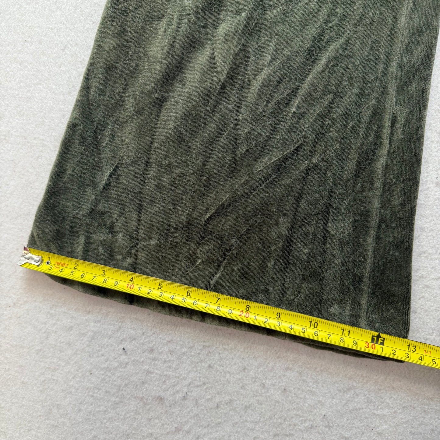 Vintage Juicy Couture Women's Olive Green Flared Track Pant Snap Pockets Size L