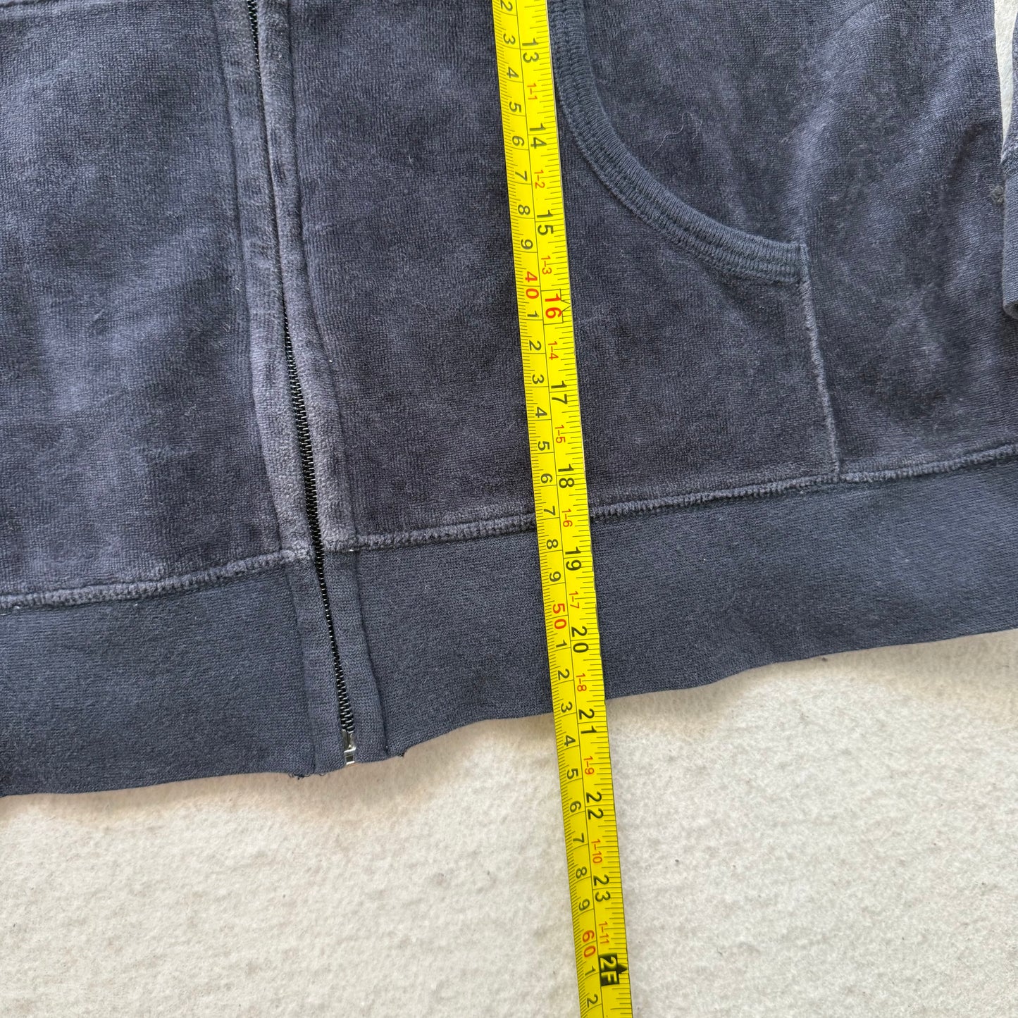 Vintage Juicy Couture Women's Navy Blue Velour Zip-Up Hoodie Pockets Y2k Size L