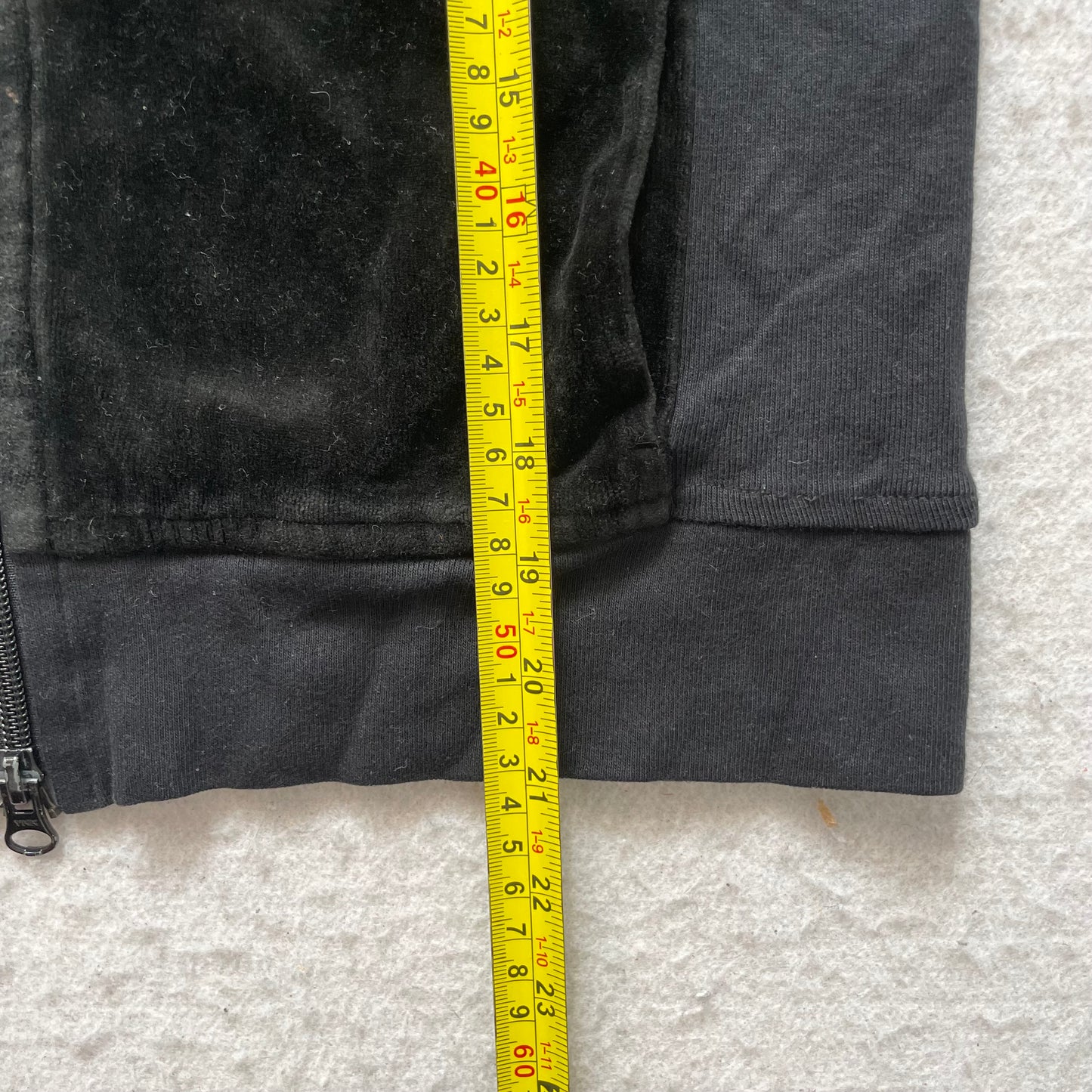 Tommy Hilfiger Women's Black Velour Full Zip Track Jacket Pockets Classic Size M