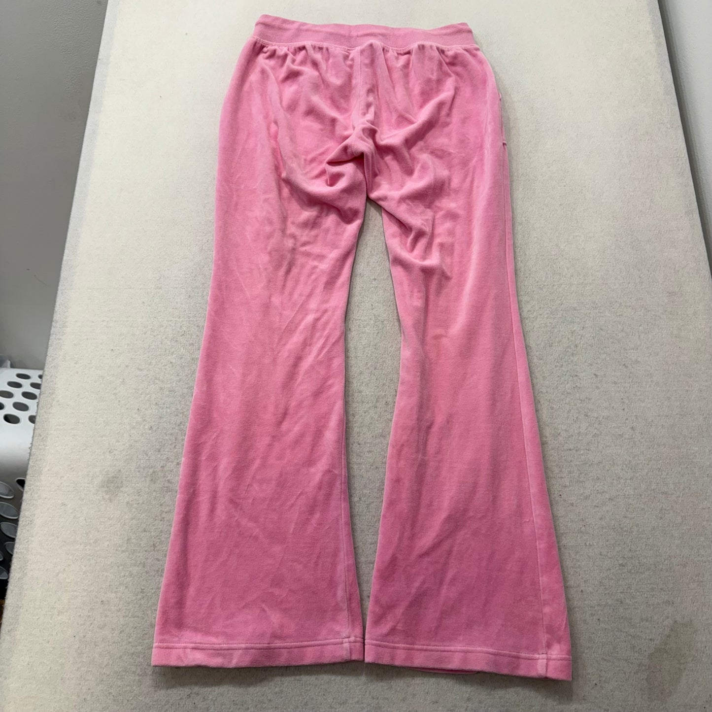 Juicy Couture Women's Pink Velour Flared Track Pants Pockets Drawstring Size M