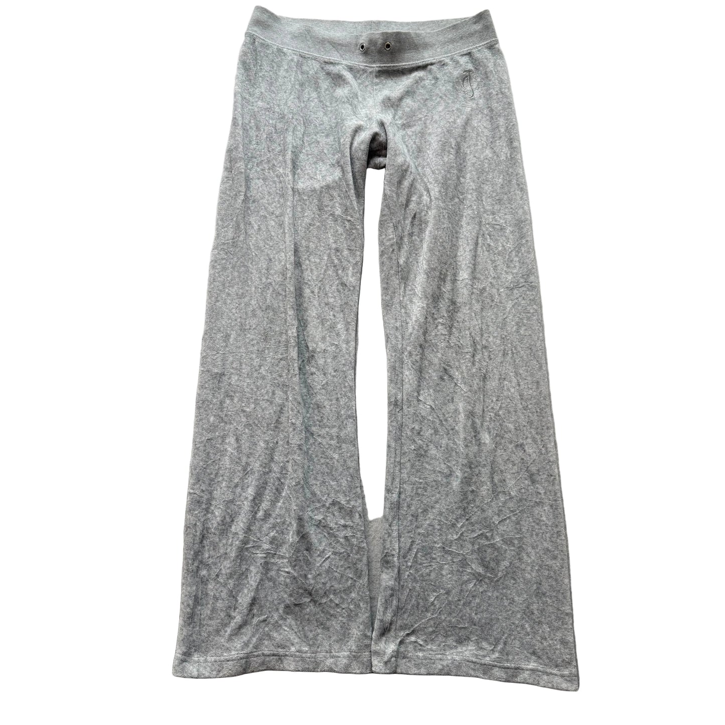 Juicy Couture Women Gray Velour Wide Leg Flared Track Pant Loungewear Y2K Size M