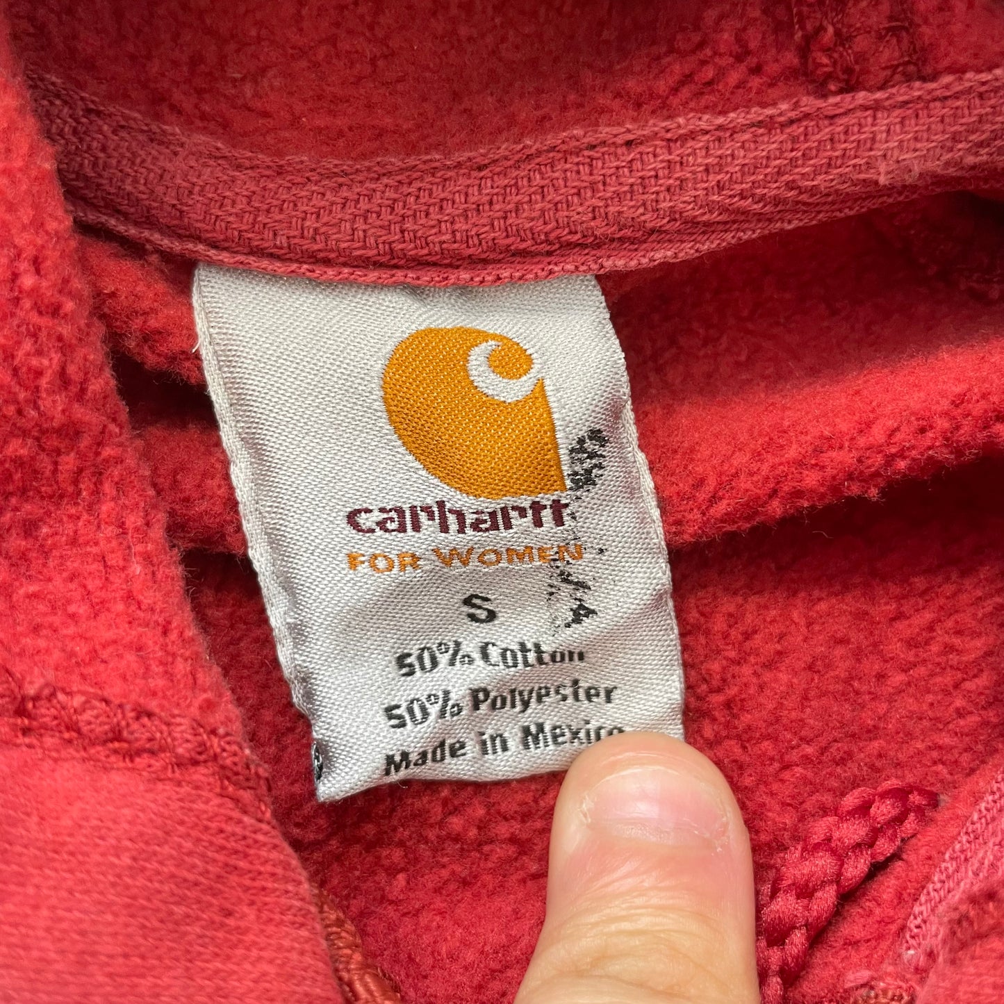 Carhartt Women's Red Fleece Full Zip Midweight Hoodie Spellout Graphic Size S