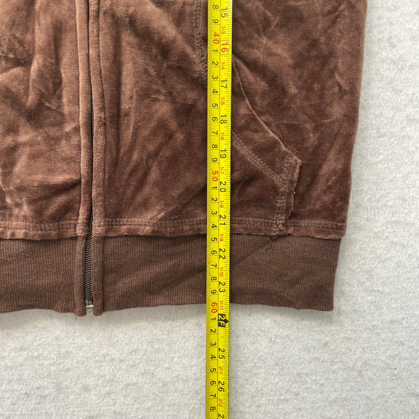 Juicy Couture Womens Brown Velour Zip-Up Track Jacket Long Sleeve Pockets Size M