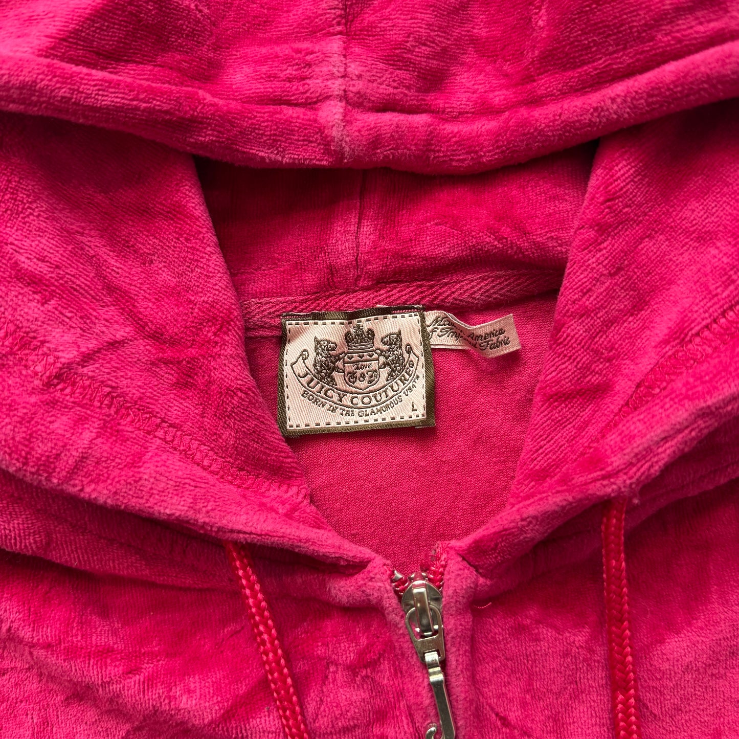 Vintage Juicy Couture Women's Hot Pink Velour Full Zip Hoodie Loungewear Size L