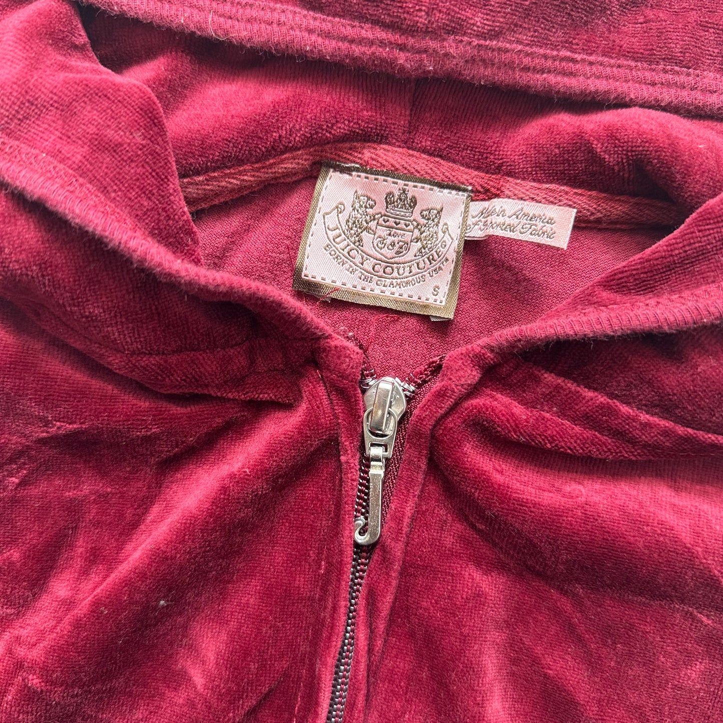 Vintage Juicy Couture Scottie Dogs Women's Maroon Velour Zip-Up Hoodie Size S