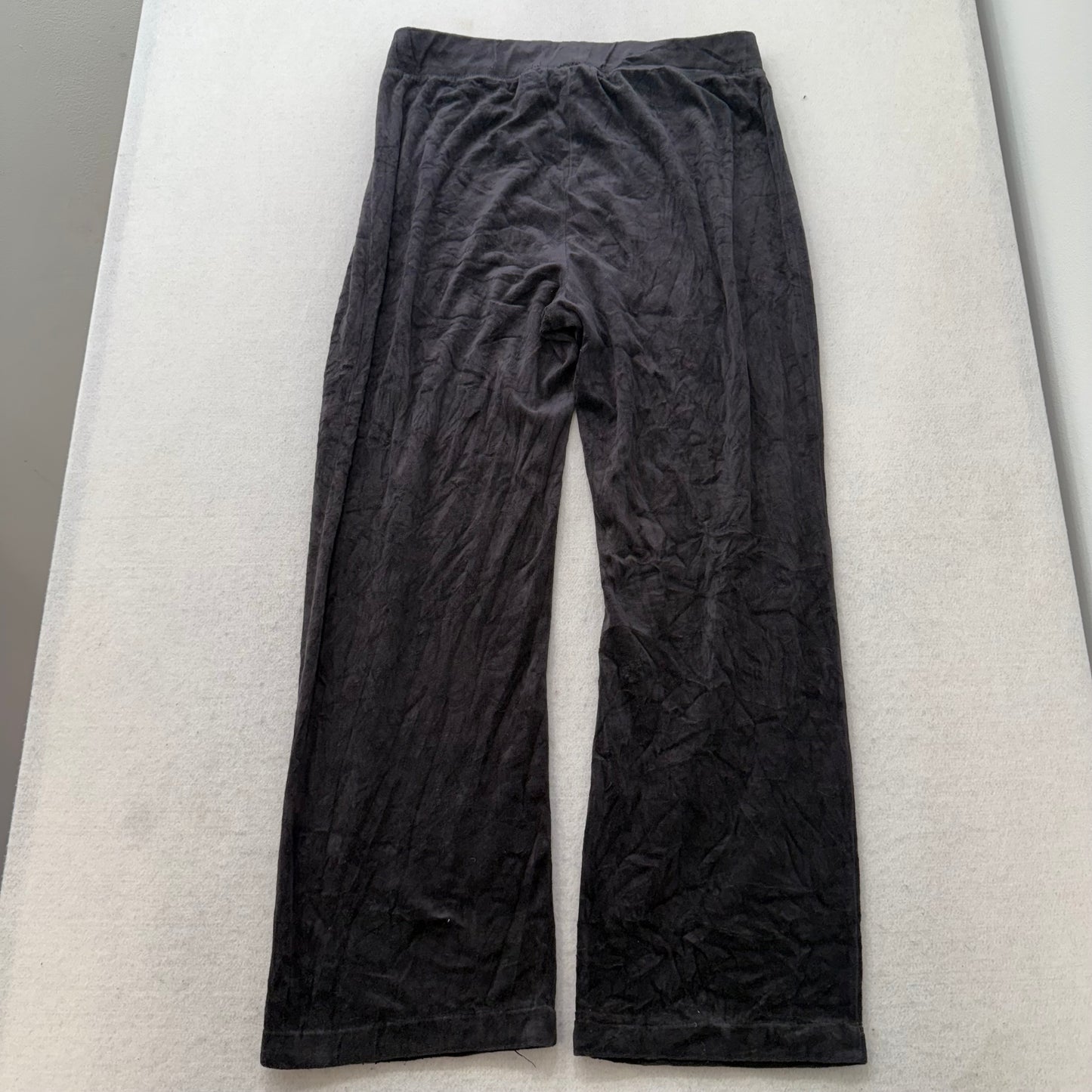 Vintage Juicy Couture Black Velour Flared Track Pant Loungewear Low Rise Size L