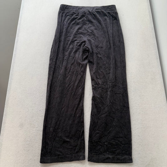 Vintage Juicy Couture Black Velour Flared Track Pant Loungewear Low Rise Size L
