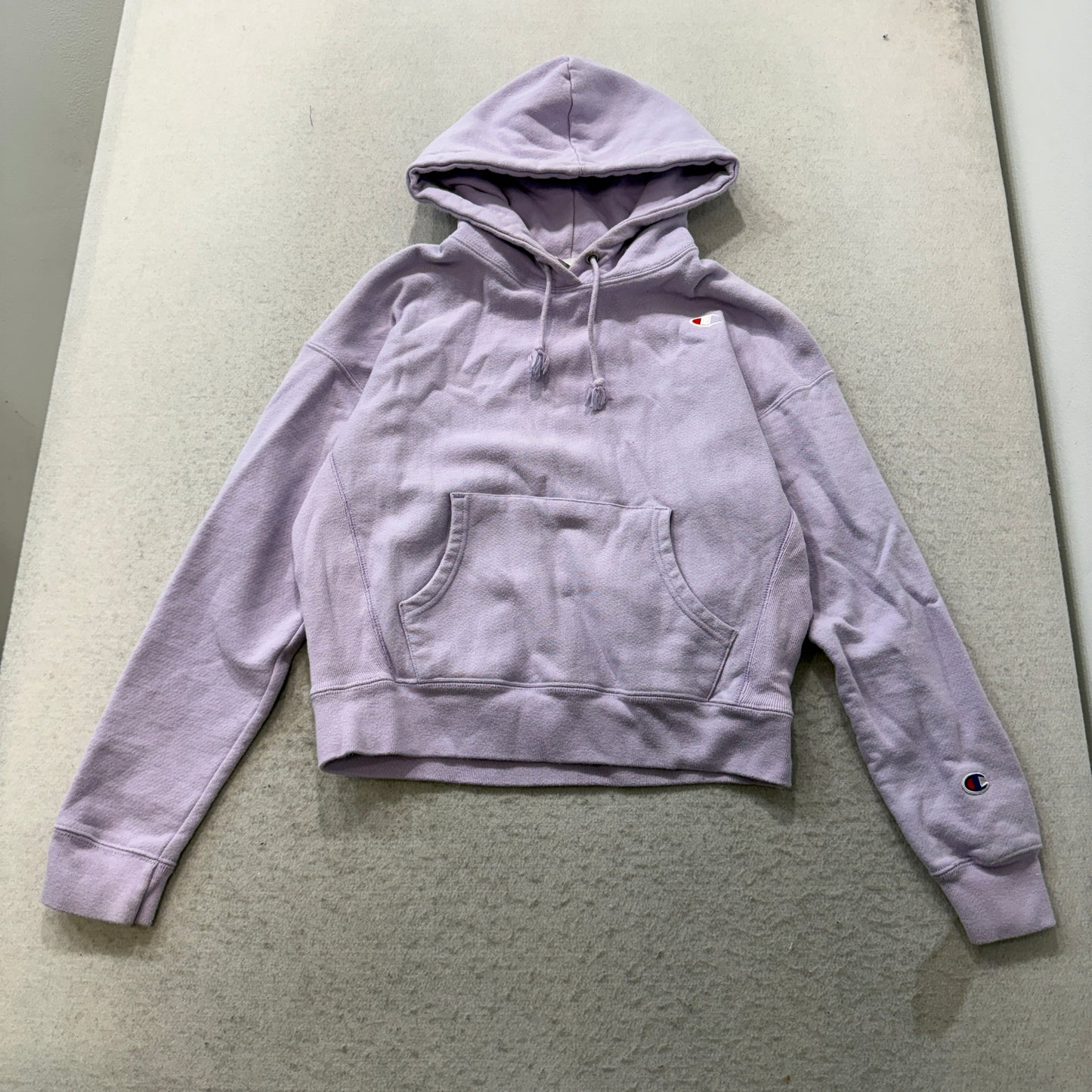 Champion Reverse Weave Women's Lavender Fleece Cropped Hoodie Pullover Size M