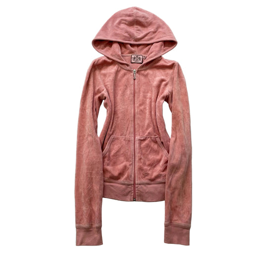 Juicy Couture Scottie Dogs Women's Pink Velour Zip-Up Hoodie Loungewear Size P