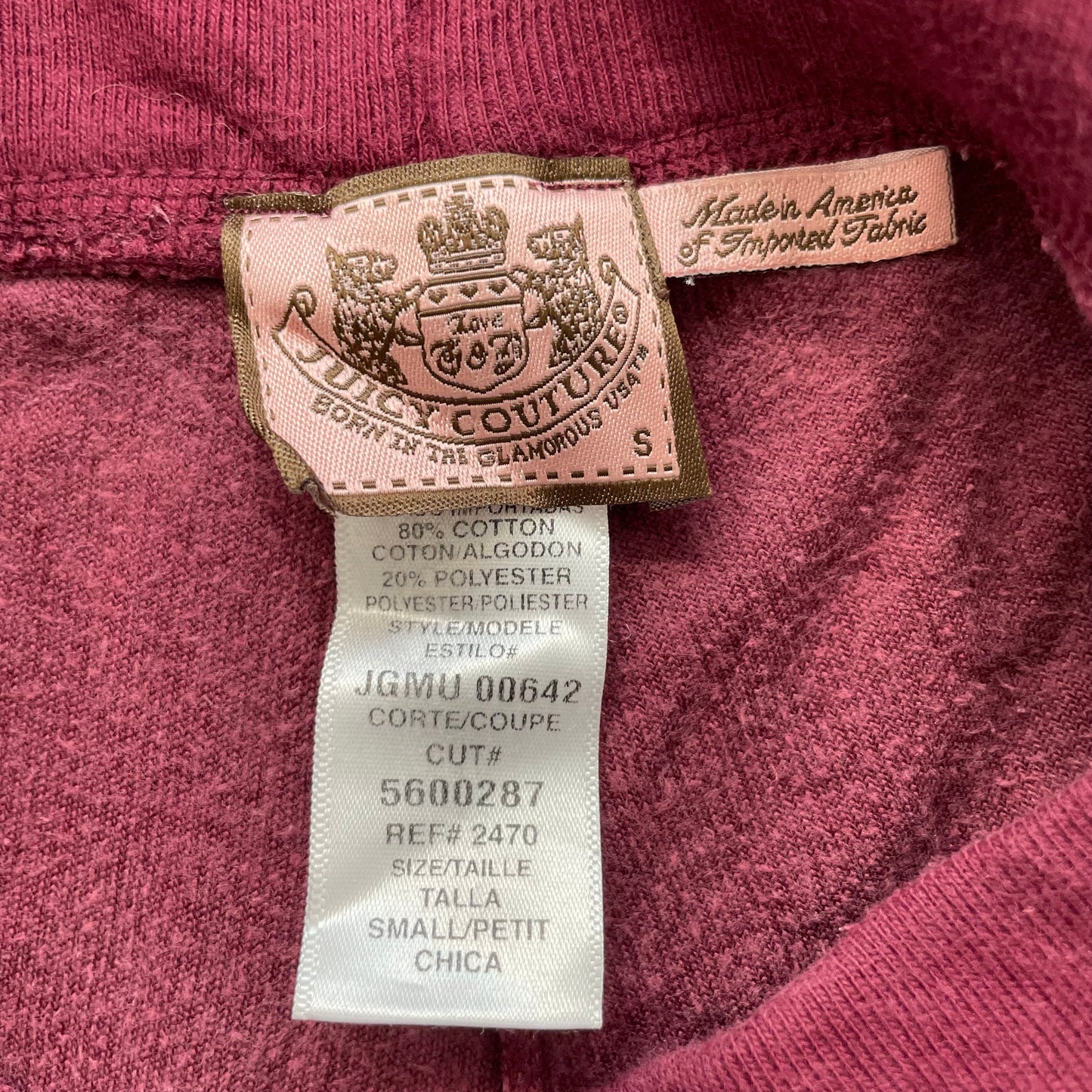 Vtg Juicy Couture Women Burgundy Velour Flare Track Pant Rhinestones Logo Size S