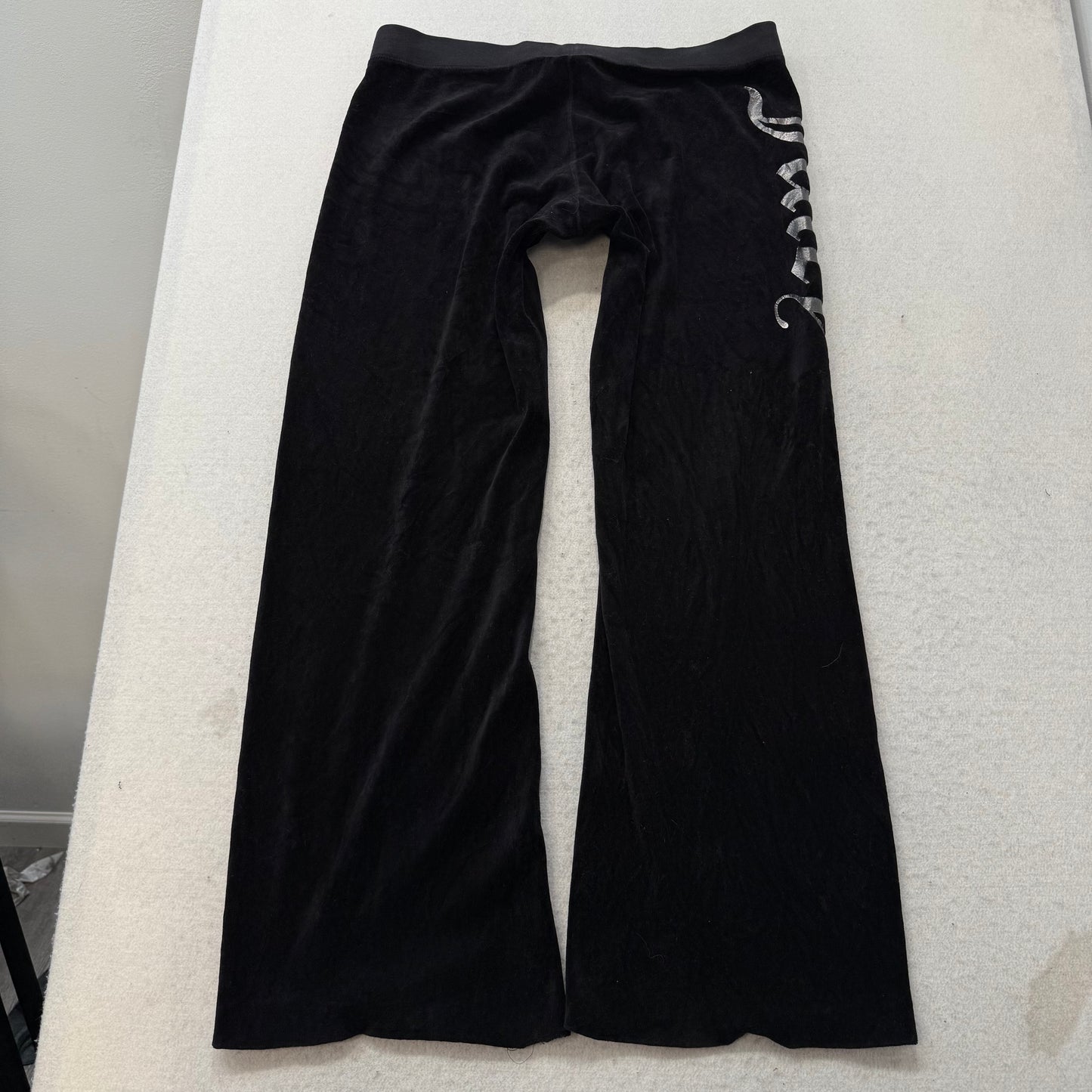 Juicy Couture Black Velour Tracksuit Set Zip-Up Hoodie Drawstring Pant Size M/L