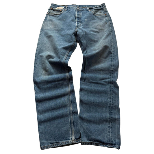 Levi's 501xx Mens Blue Cotton Denim Straight Jeans Button Fly Classic Size 38x36