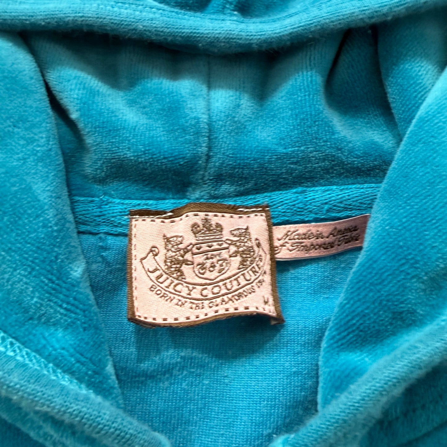 Juicy Couture Women's Teal Blue Velour Tracksuit Set Hoodie & Flared Pant Size M